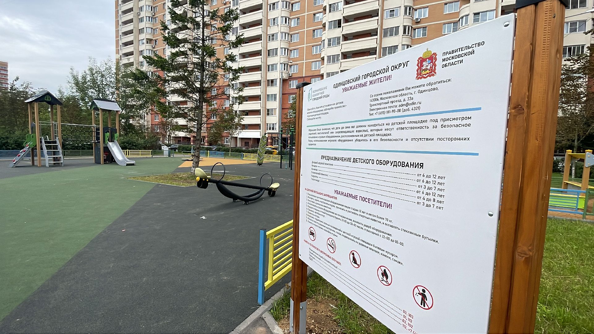 Голицыно, Одинцово, благоустройство, детская площадка, ёлка, качели, горка,