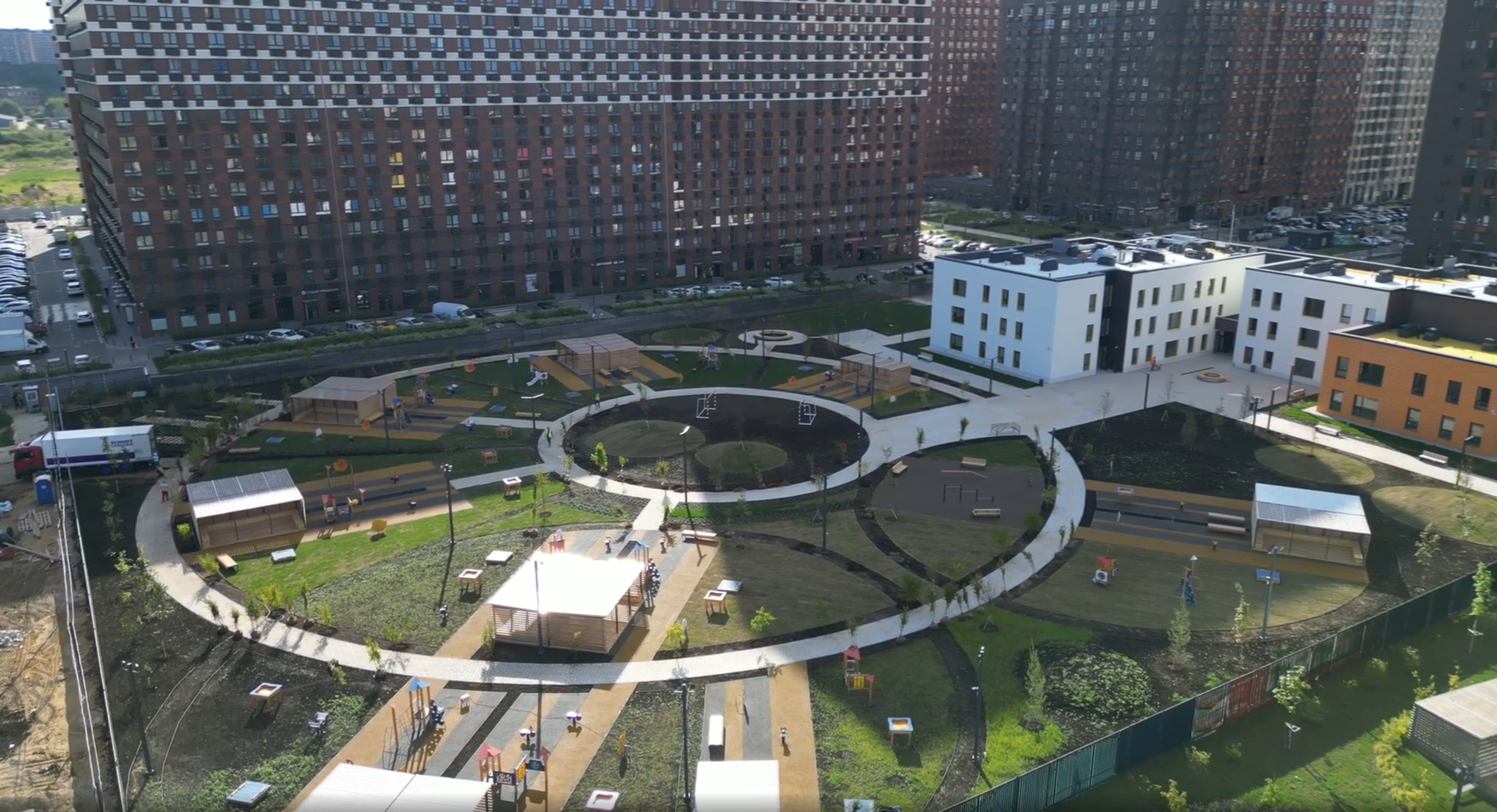 садик, котельники. парк,видео с коптера,