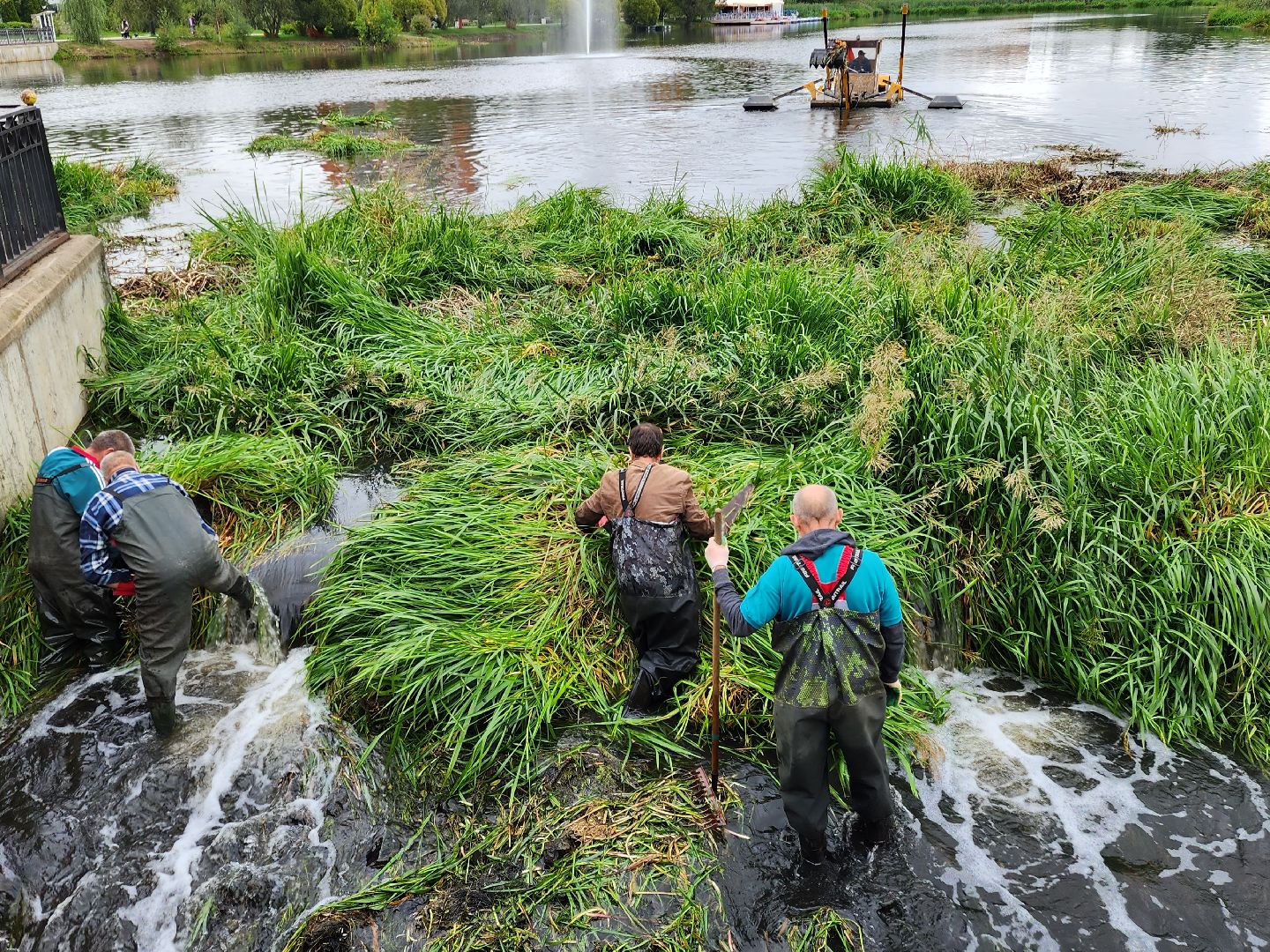 Мытищи, машина-амфибия, очистка Яузы