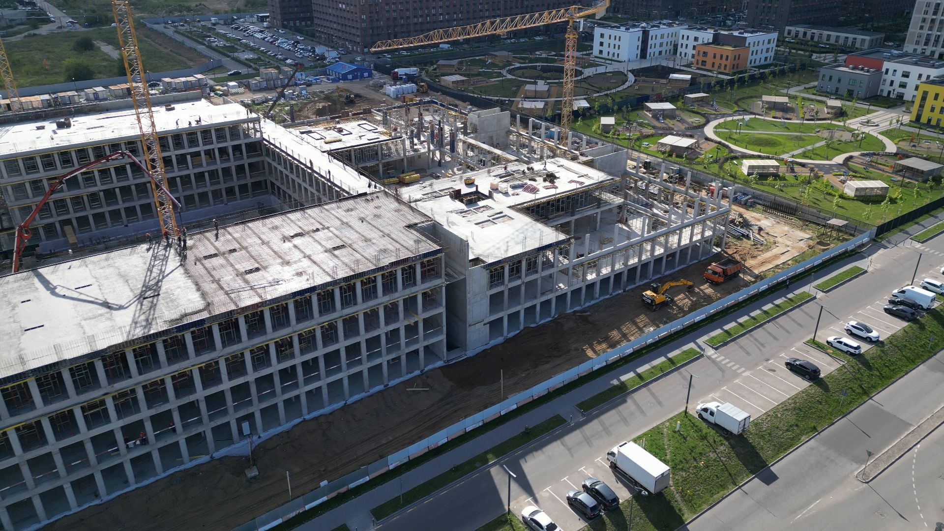 школа, стройка,видео с коптера,