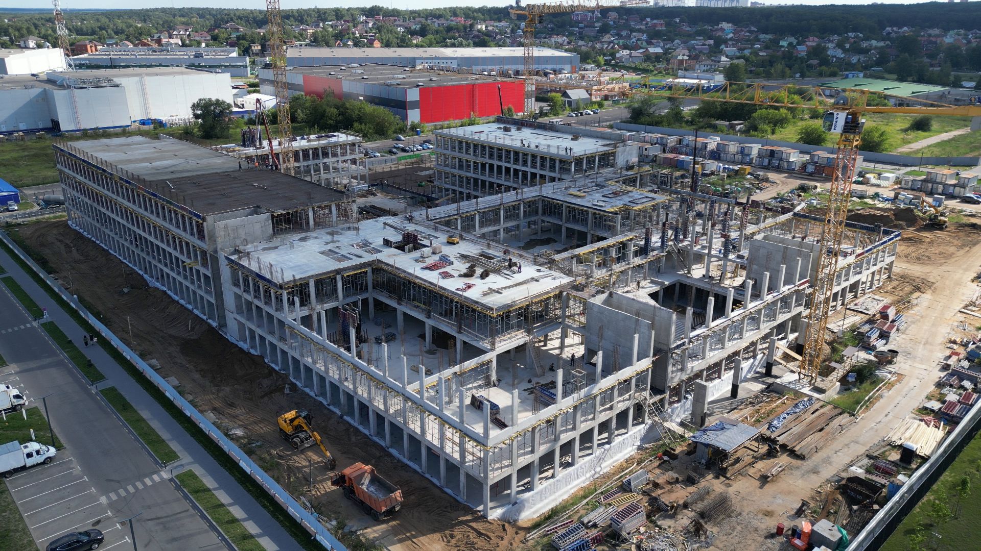 школа, стройка,видео с коптера,