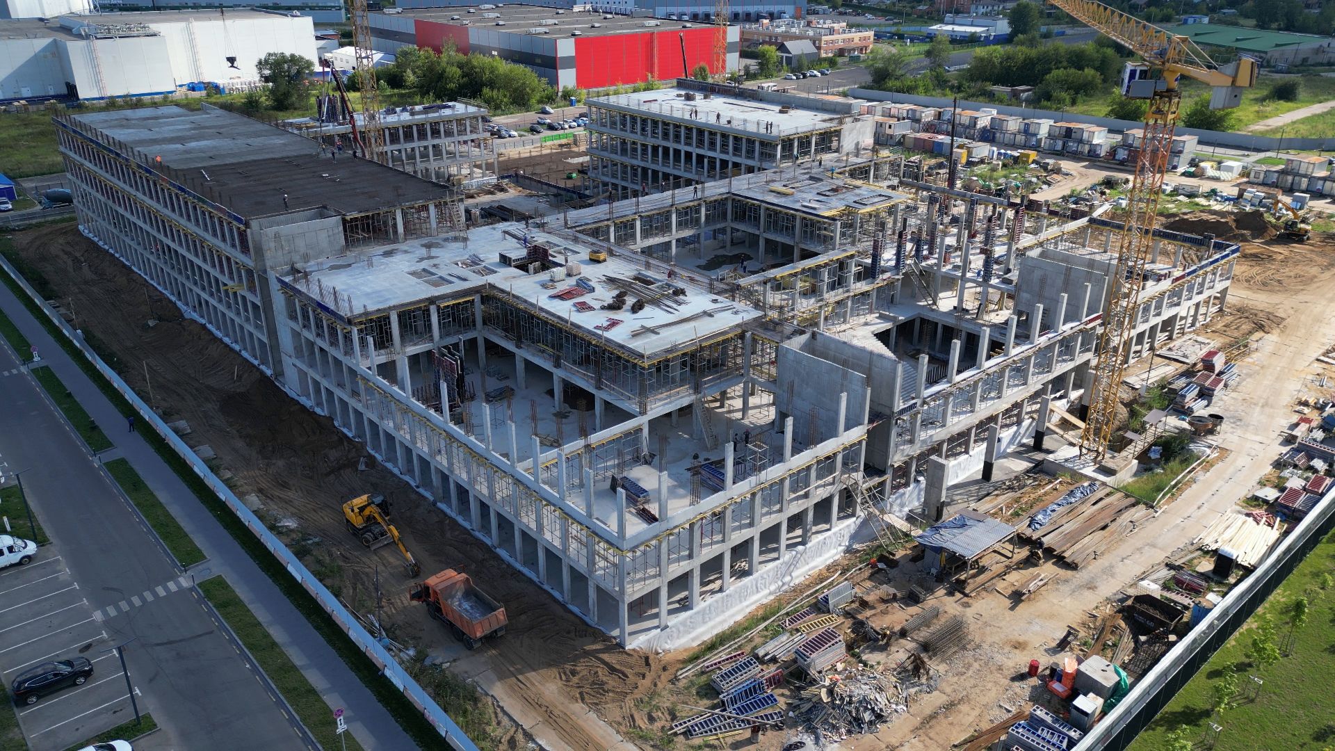 школа, стройка,видео с коптера,