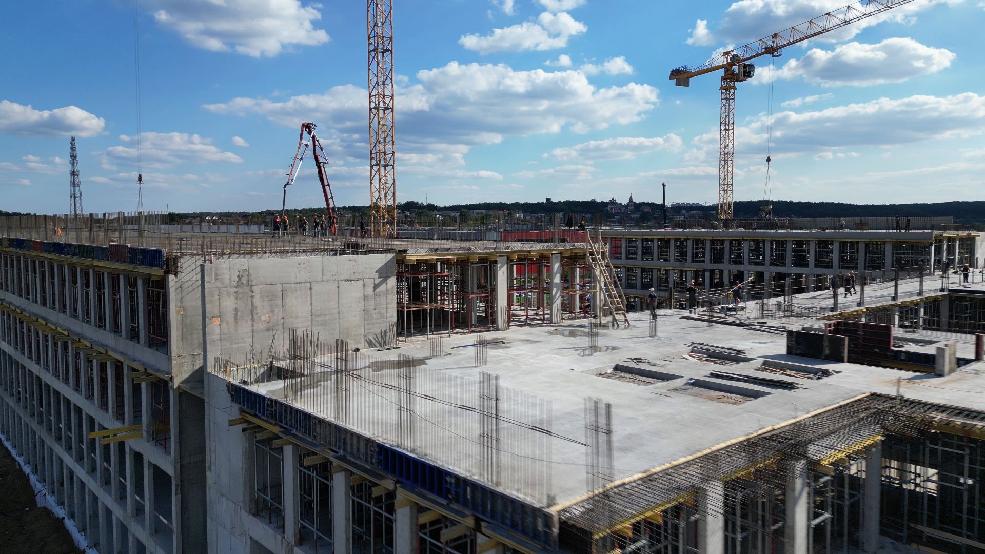 школа, стройка,видео с коптера,