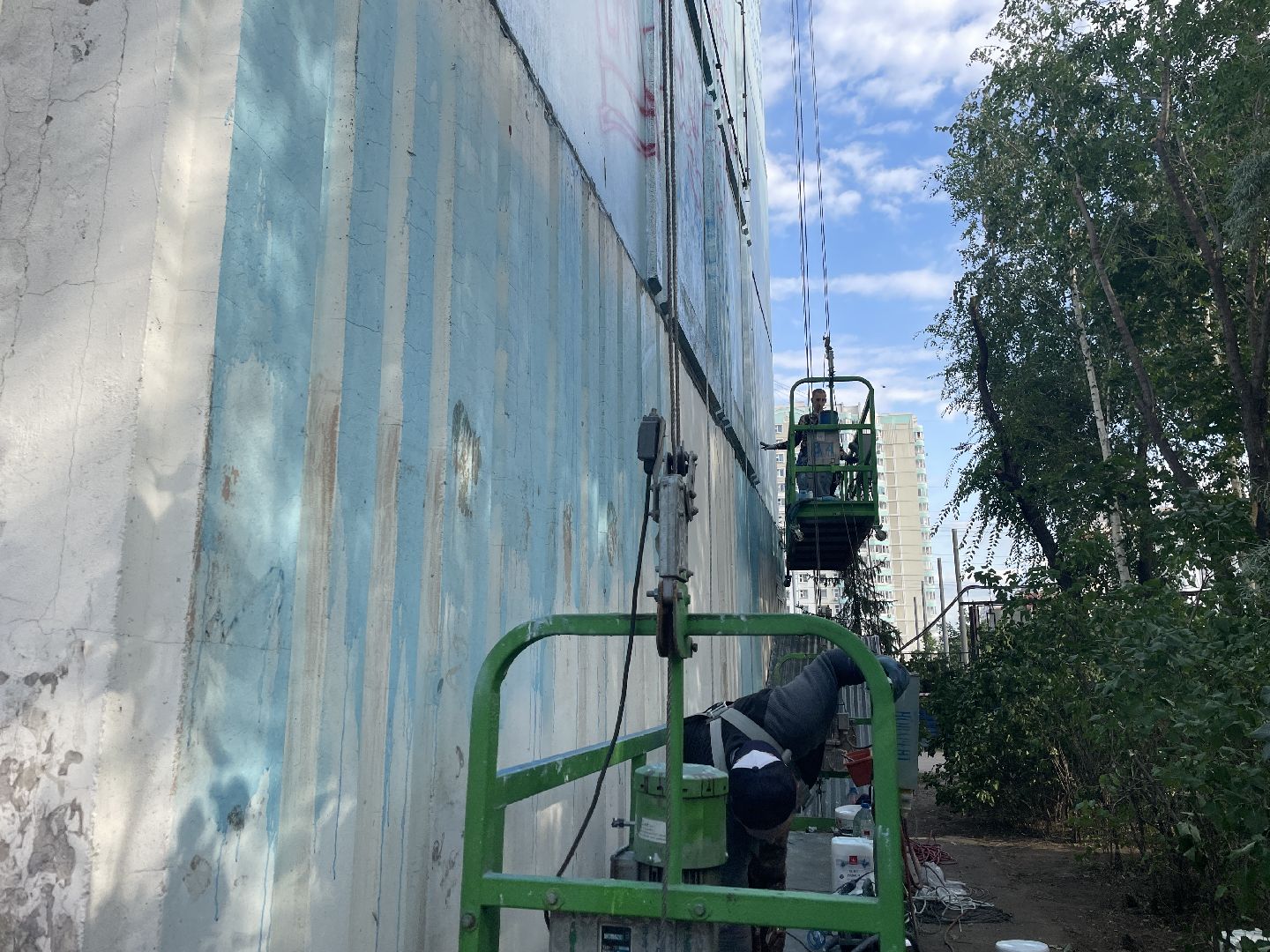 Рисунок, мурал, жители, дом