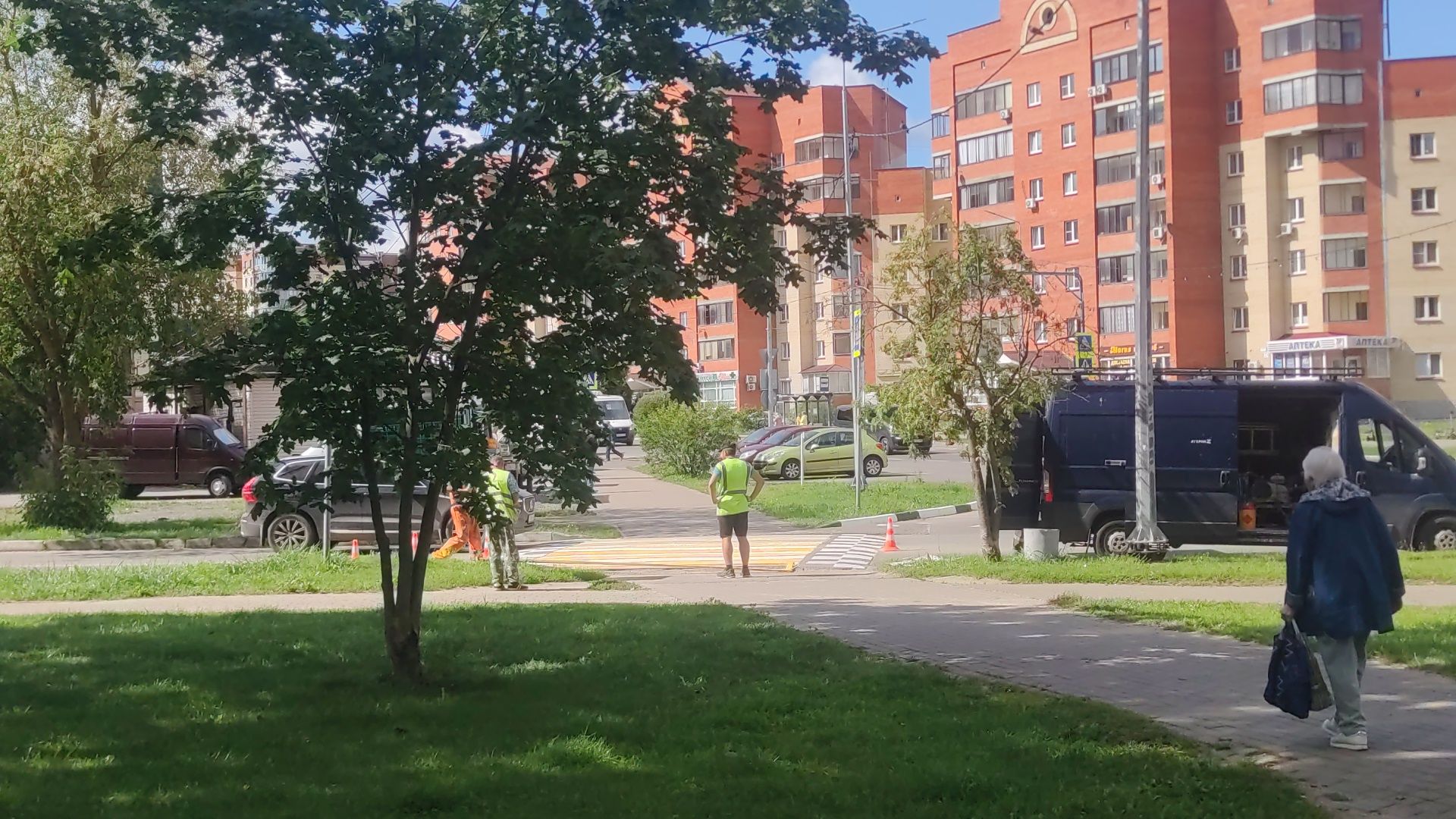 Разметка, дорожные работы, коммунальщики, Дубна