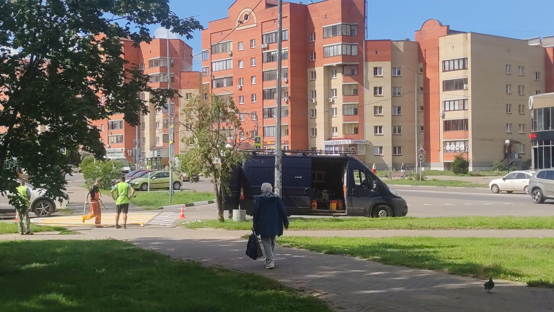 Разметка, дорожные работы, коммунальщики, Дубна