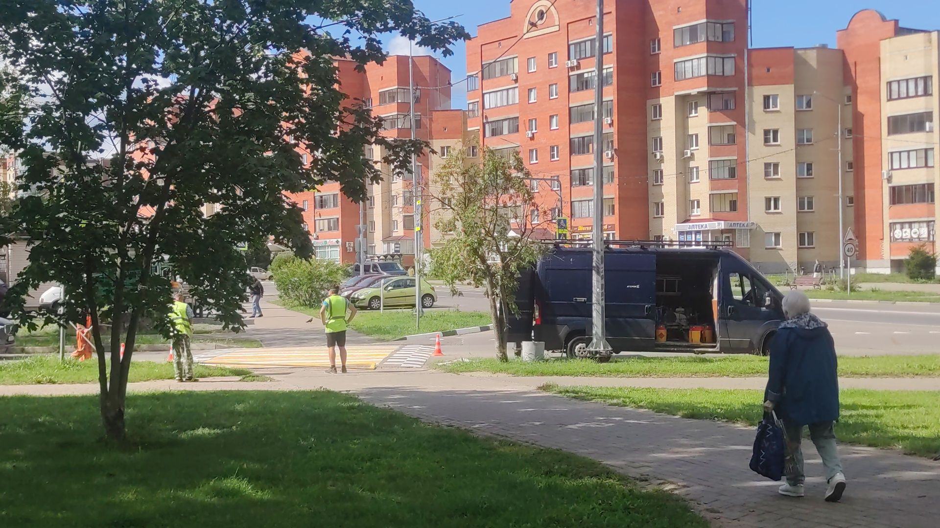 Разметка, дорожные работы, коммунальщики, Дубна