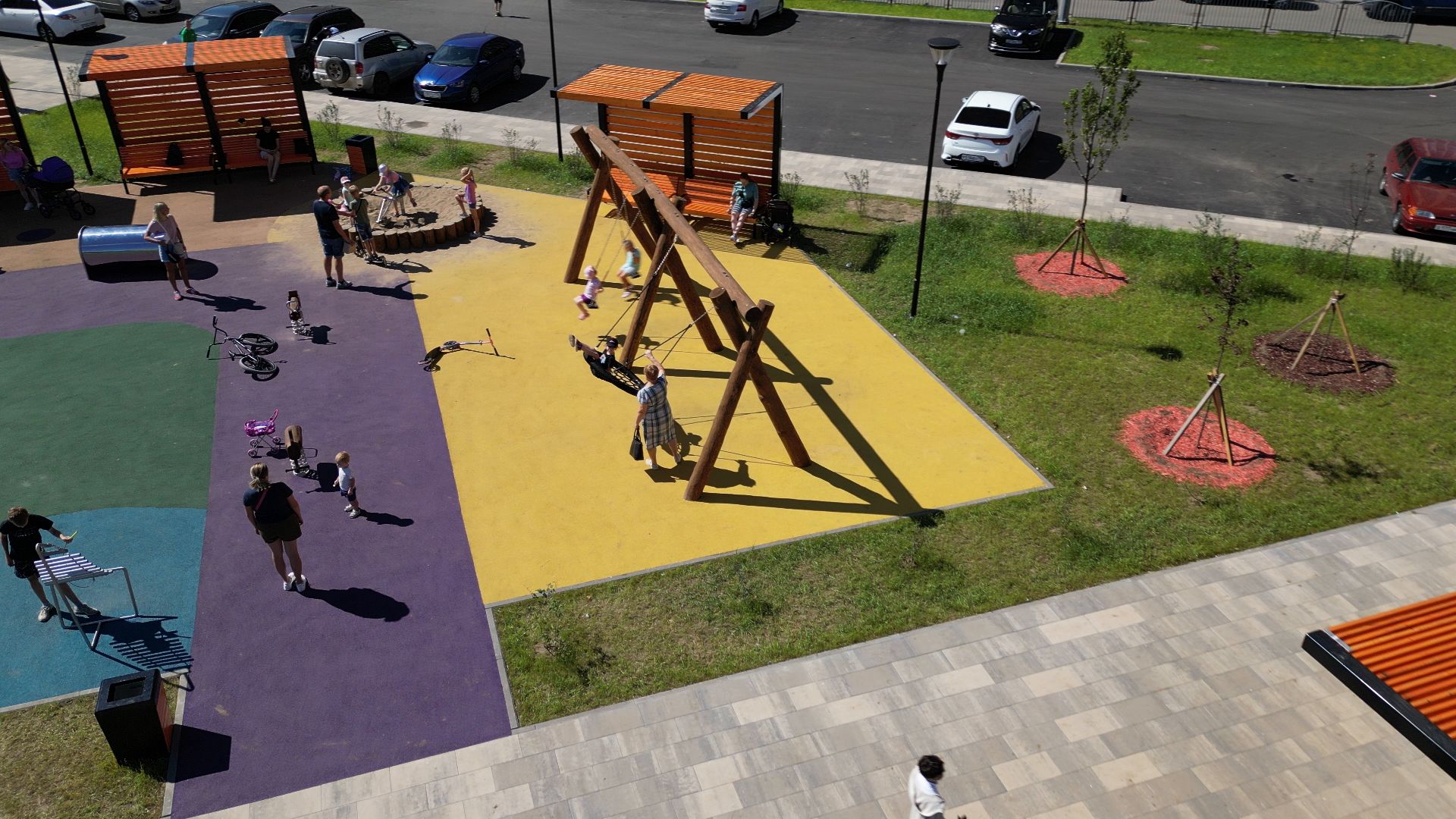 сквер, лыткарино,видео с коптера, дети,