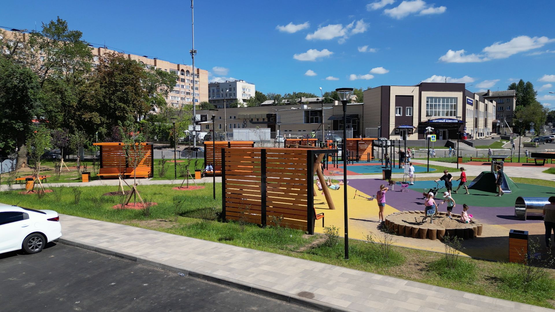 сквер, лыткарино,видео с коптера, дети,