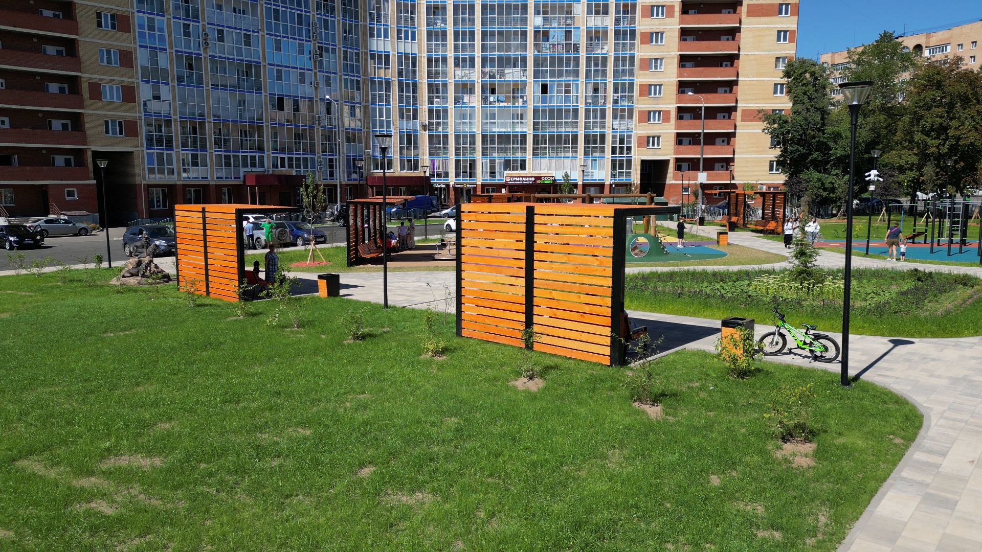 сквер, лыткарино,видео с коптера, дети,