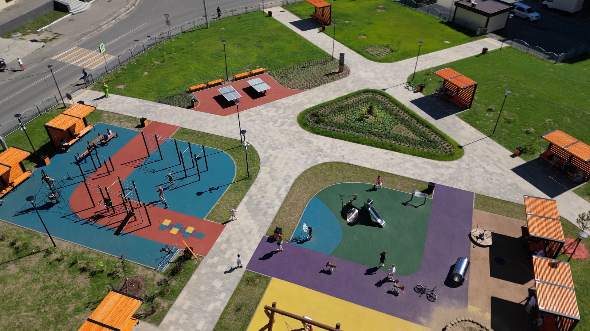 сквер, лыткарино,видео с коптера, дети,