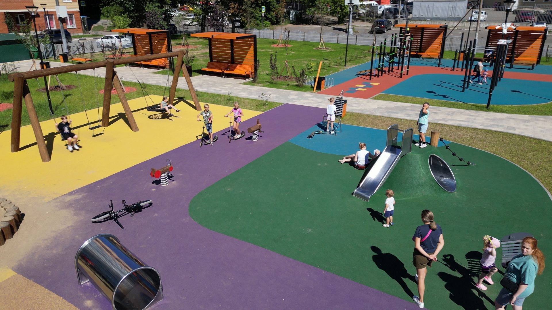 сквер, лыткарино,видео с коптера, дети,
