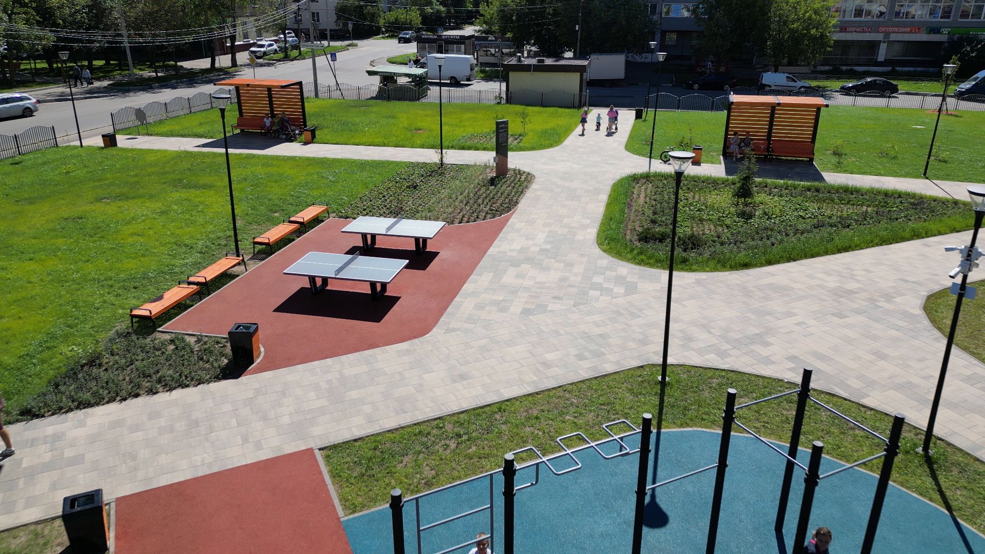 сквер, лыткарино,видео с коптера, дети,