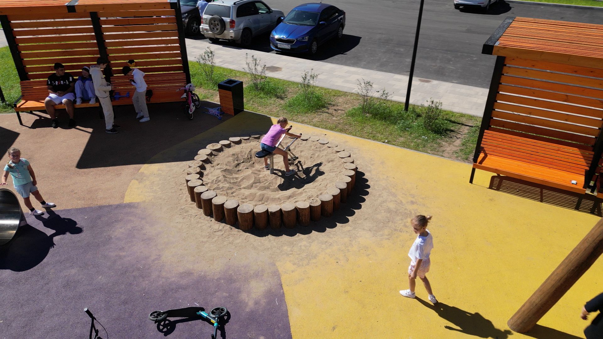 сквер, лыткарино,видео с коптера, дети,