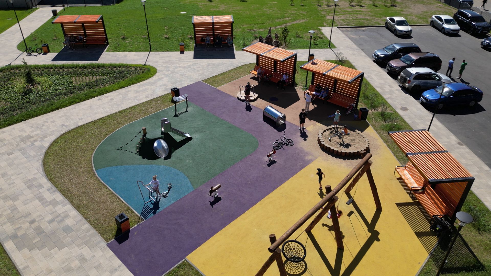 сквер, лыткарино,видео с коптера, дети,