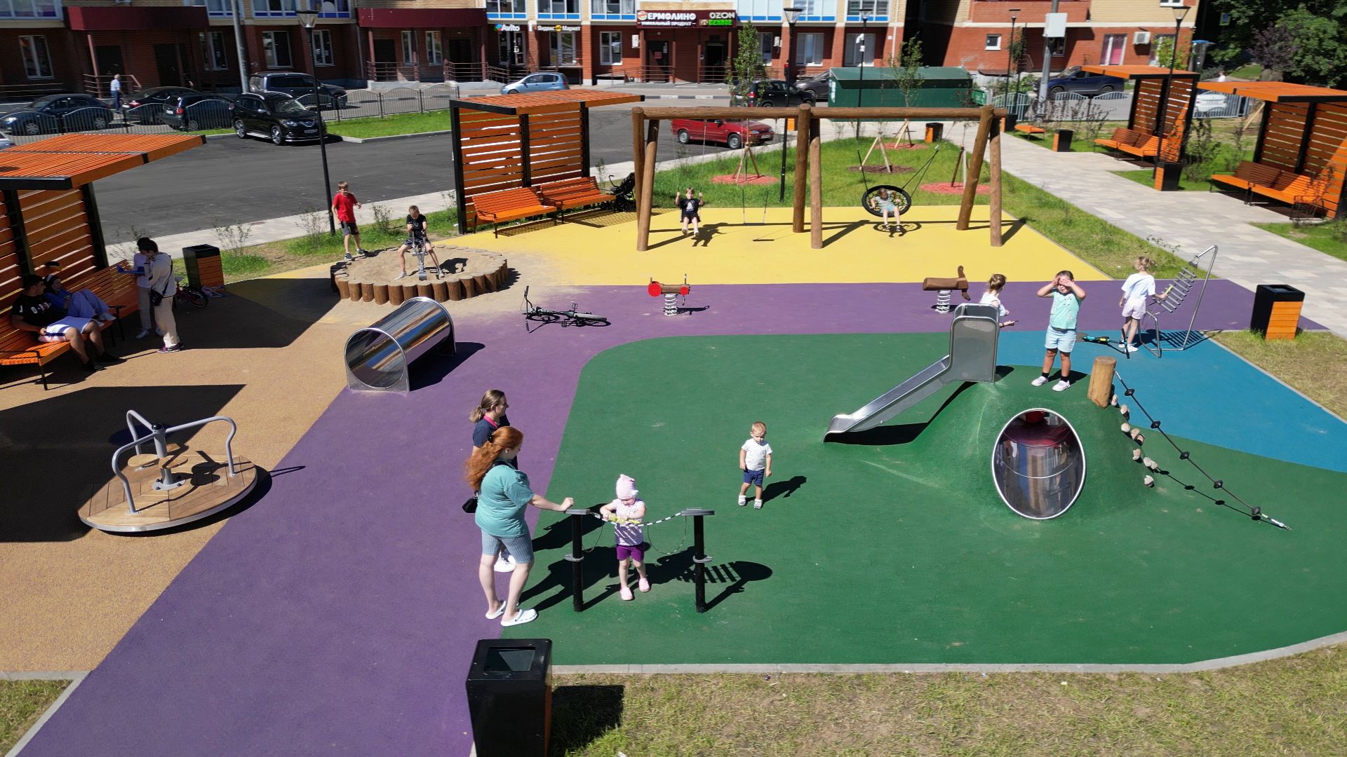 сквер, лыткарино,видео с коптера, дети,