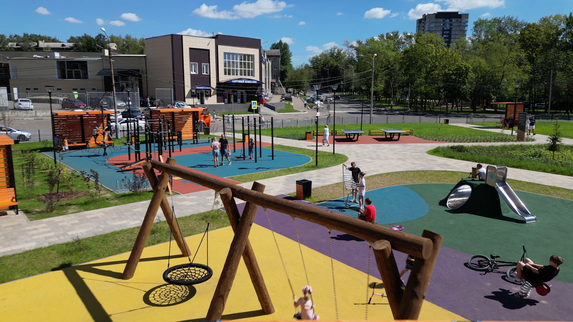 сквер, лыткарино,видео с коптера, дети,