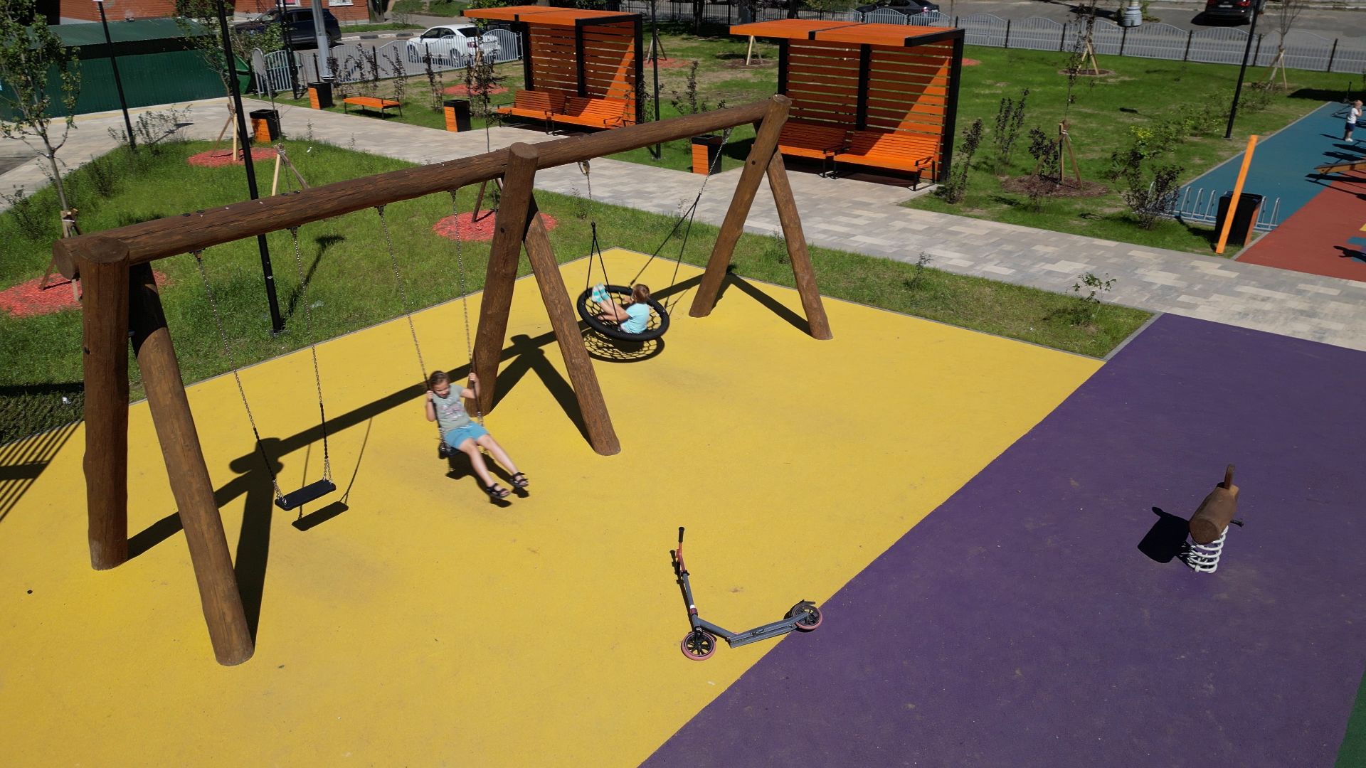 сквер, лыткарино,видео с коптера, дети,