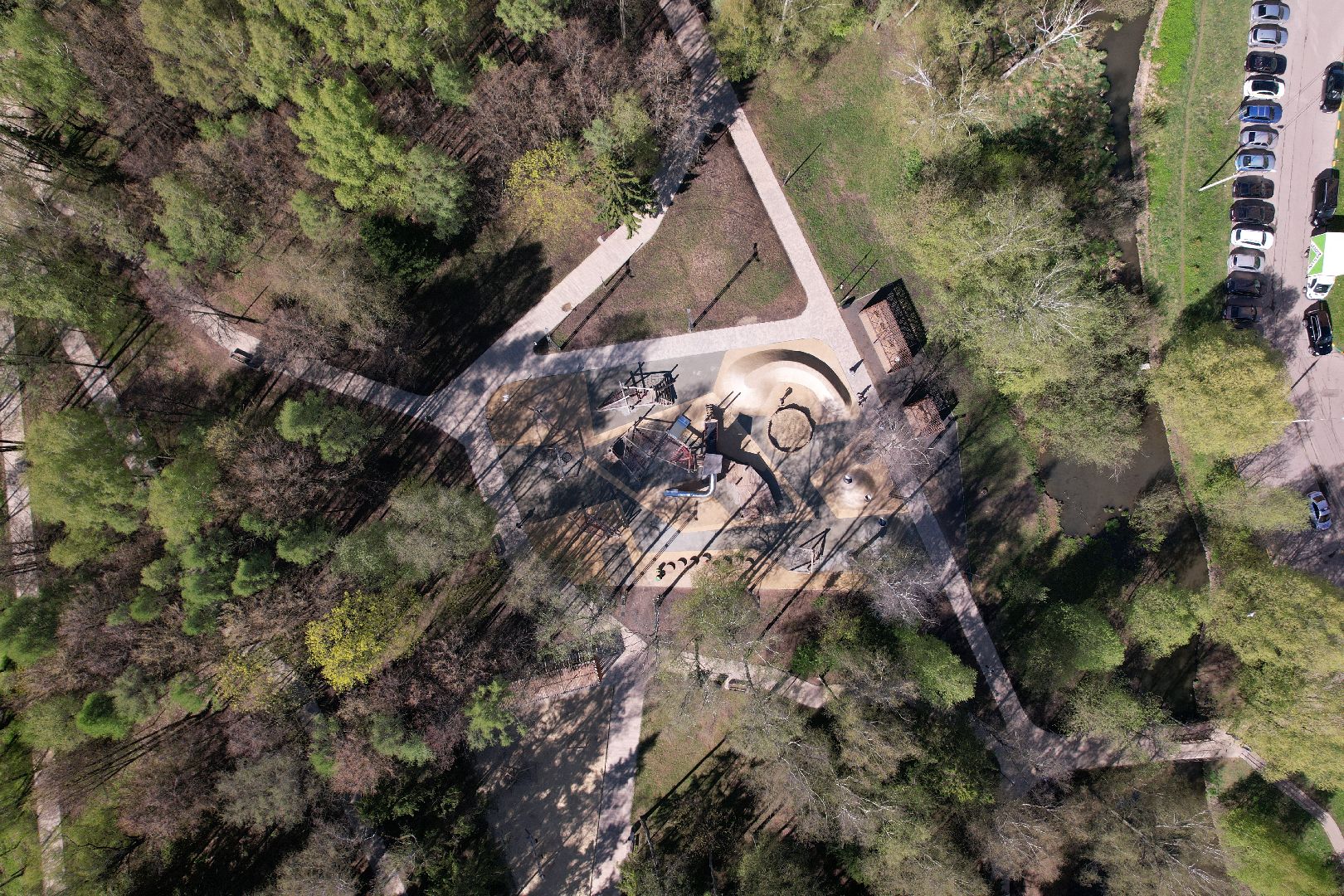 Лобня, парк, общество, видео с коптера,