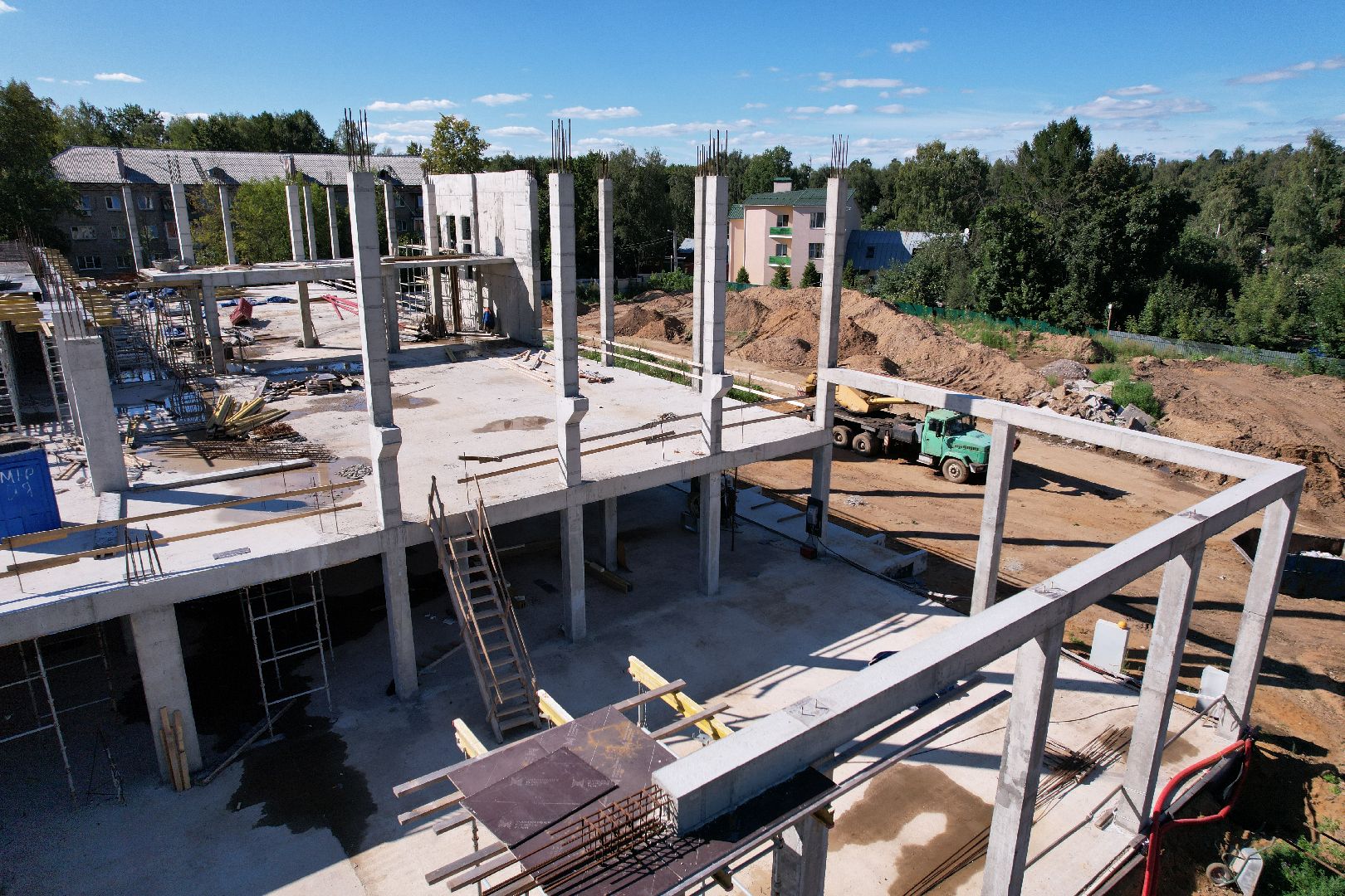 школа, строительство,королёв, видео с коптера,