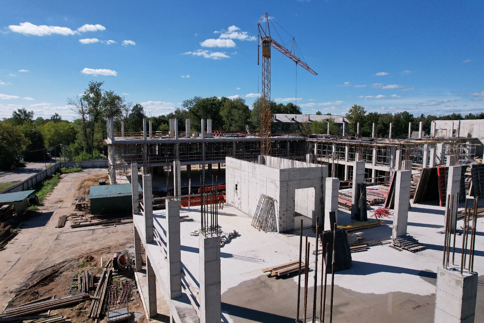 школа, строительство,королёв, видео с коптера,