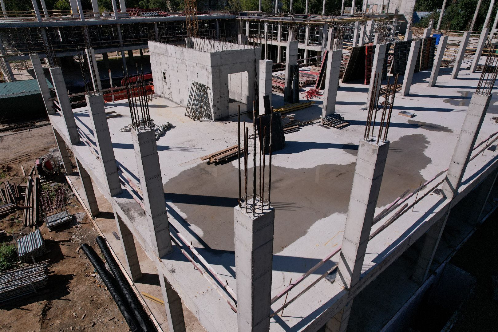 школа, строительство,королёв, видео с коптера,