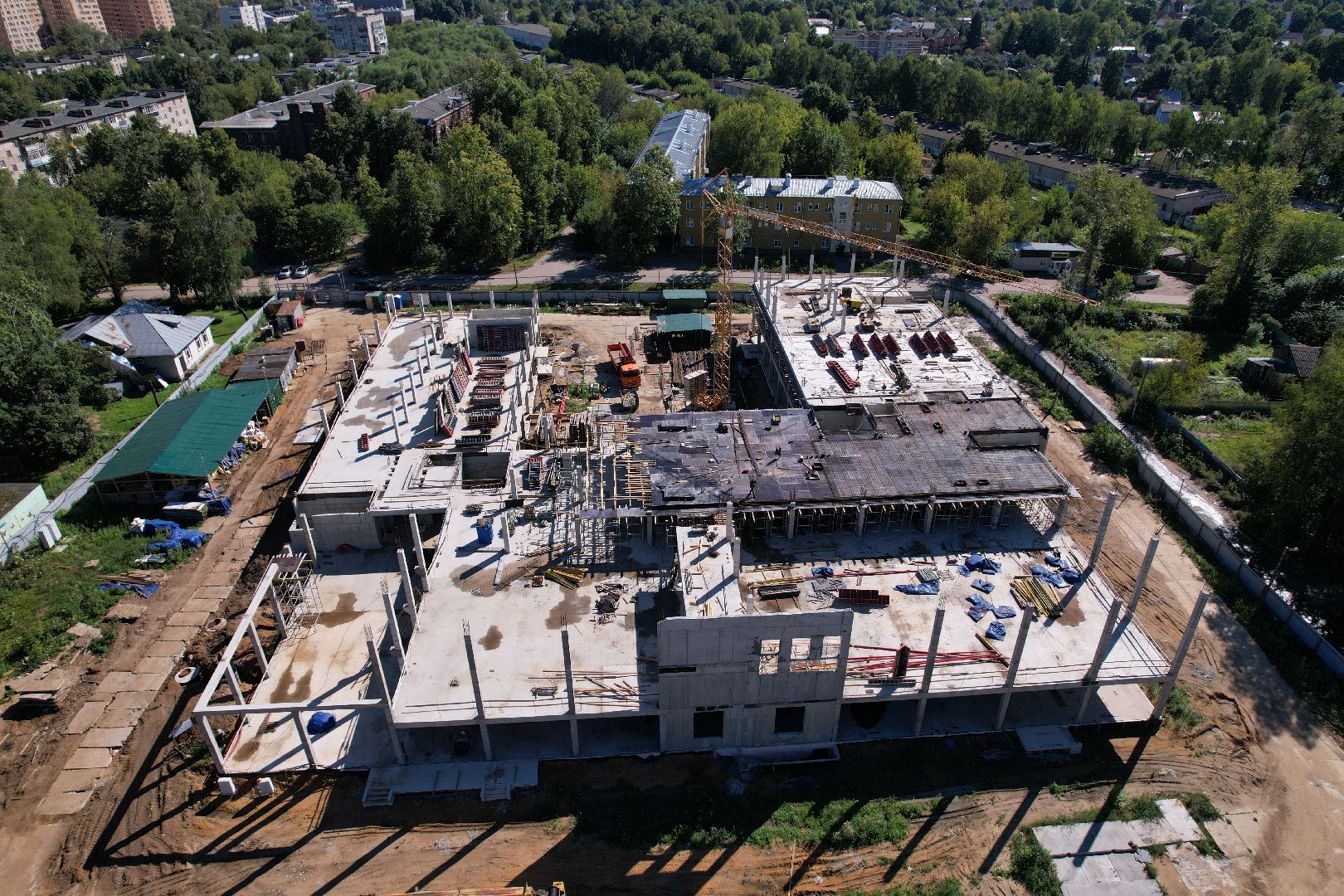 школа, строительство,королёв, видео с коптера,