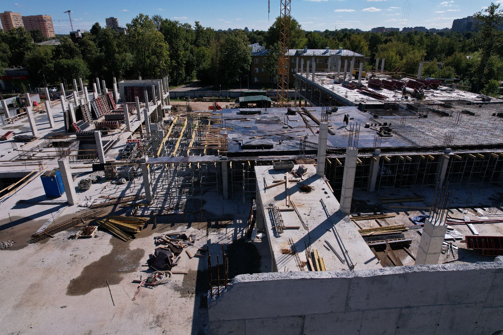 школа, строительство,королёв, видео с коптера,