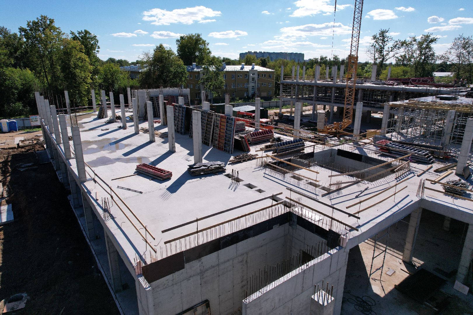 школа, строительство,королёв, видео с коптера,