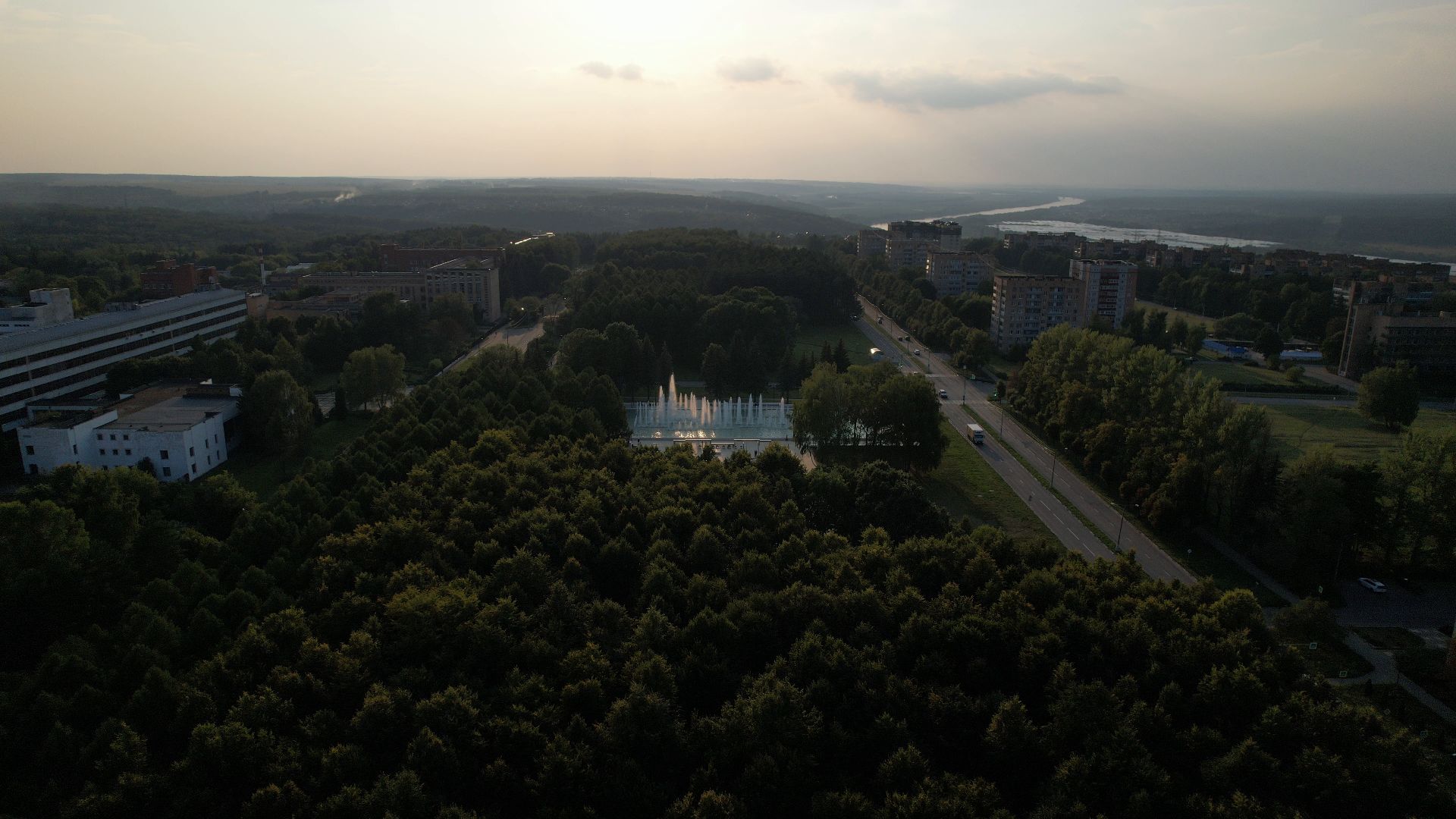 фонтан, пущино,туризм, видео с коптера,