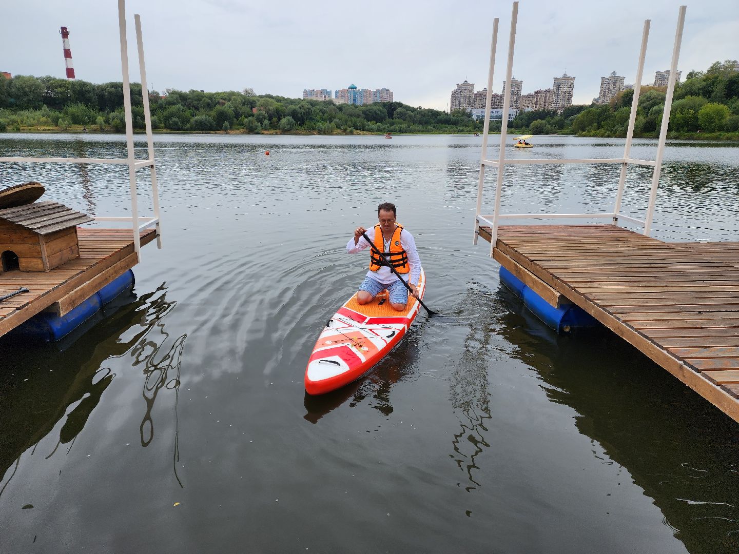 Раменское, благоустройство, новый пирс на лодочной станции на озере Борисоглебское