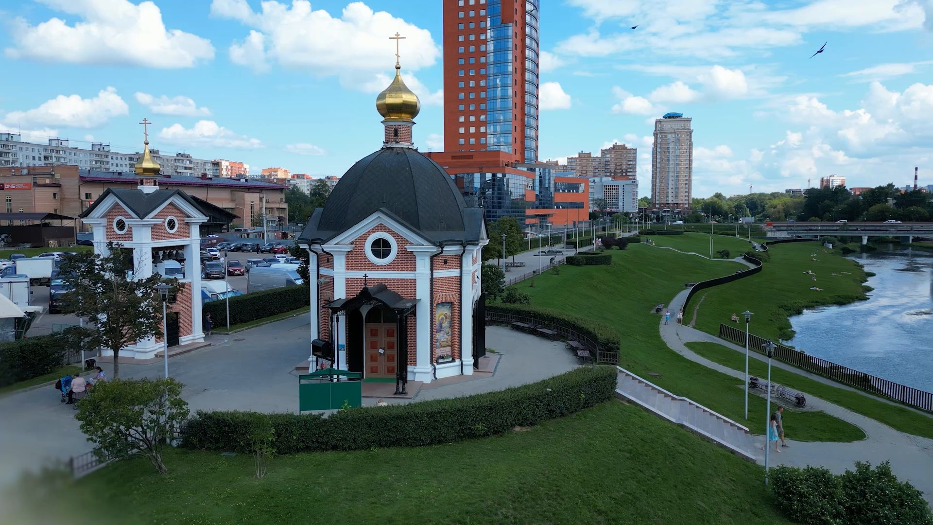 набережная, парк, прогулка,щёлково, видео с коптера,