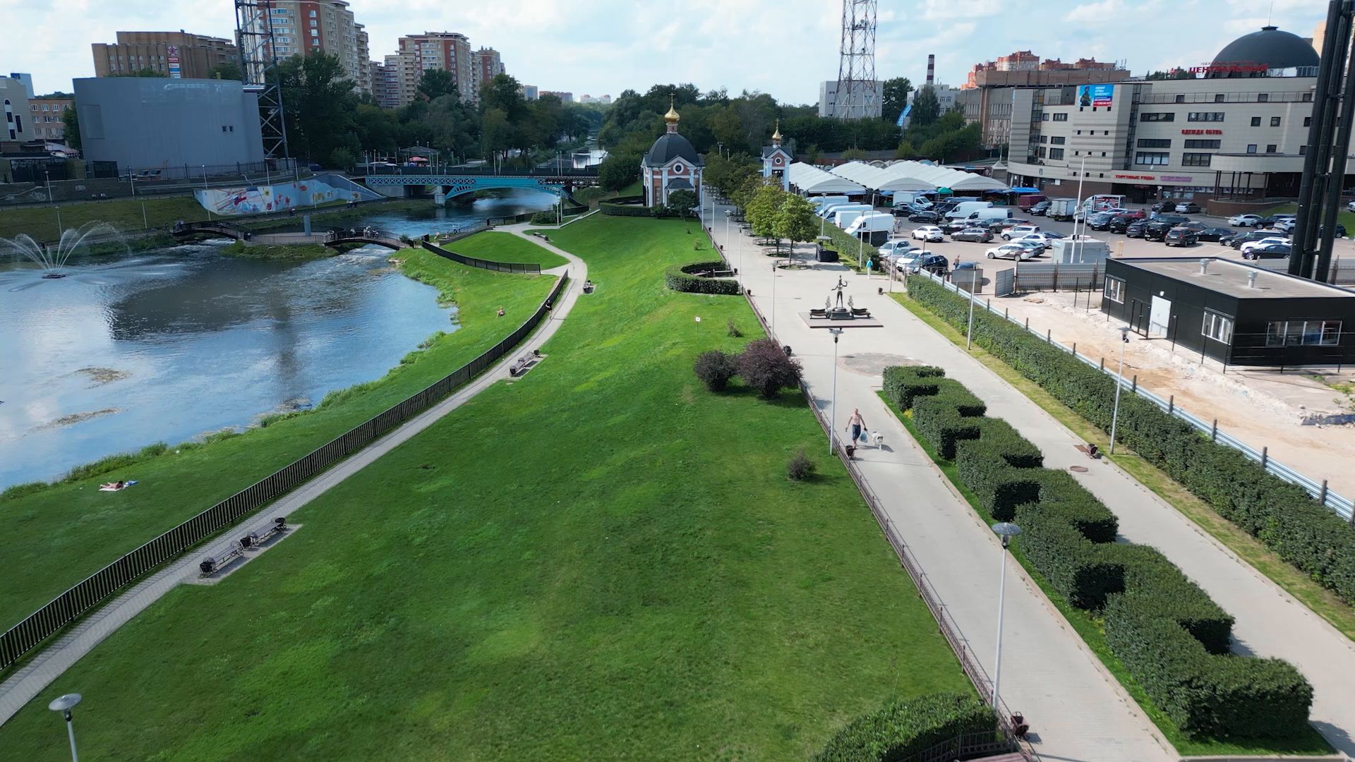 набережная, парк, прогулка,щёлково, видео с коптера,