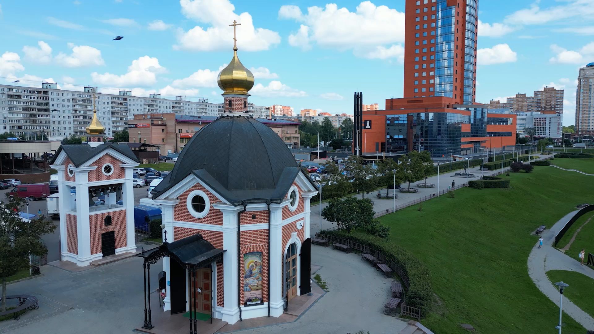 набережная, парк, прогулка,щёлково, видео с коптера,