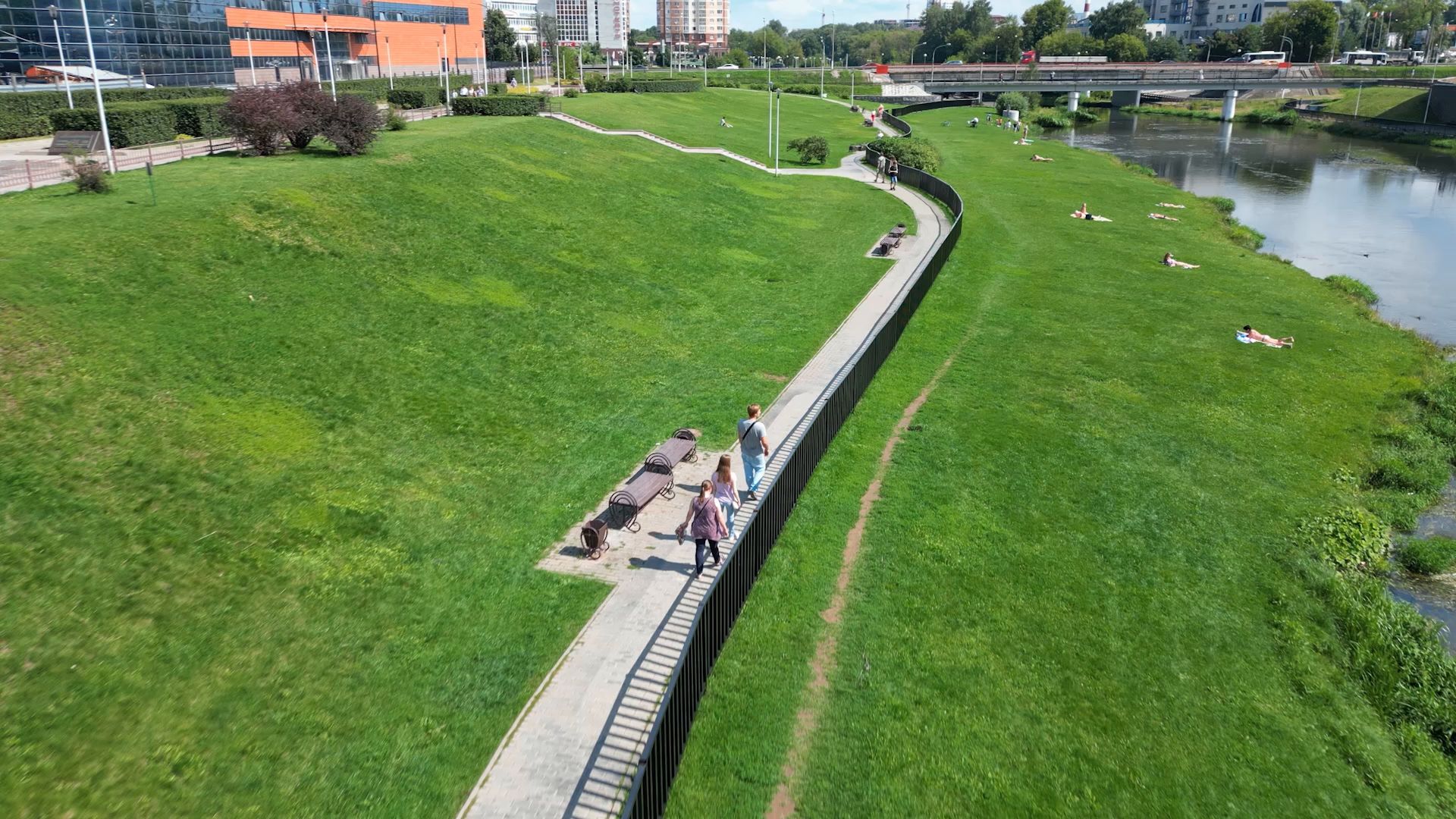 набережная, парк, прогулка,щёлково, видео с коптера,