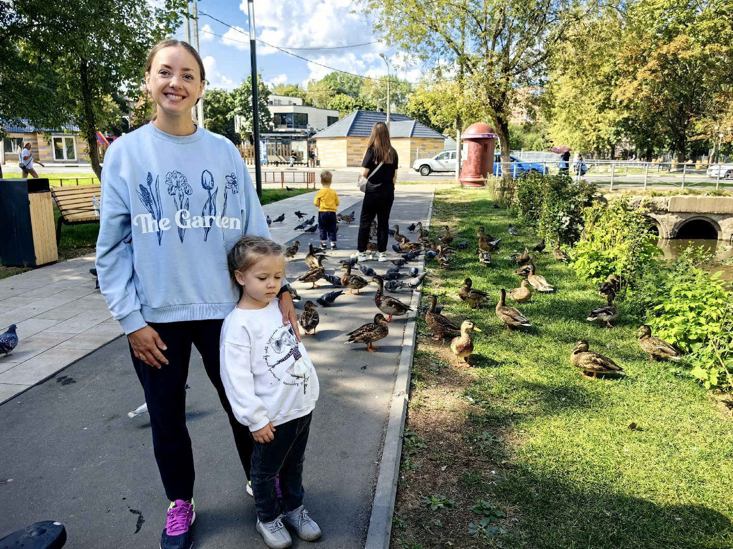 Автомат, корм, утка, птицы, сквер