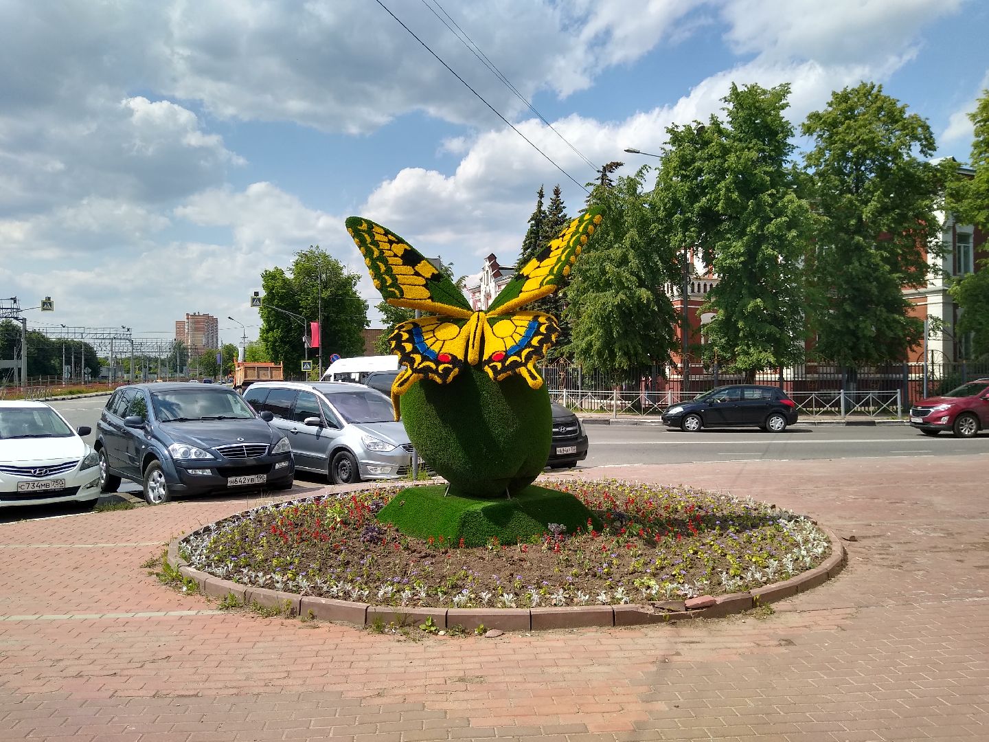 Раменское, благоустройство, топиарные бабочки в Раменском