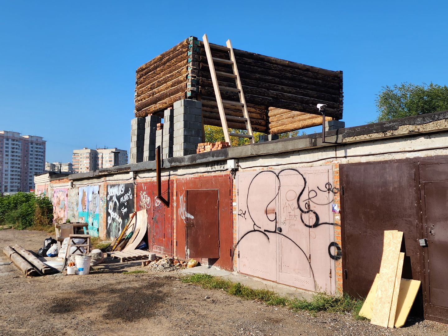 необычная, постройка, гараж, кооператив, изба