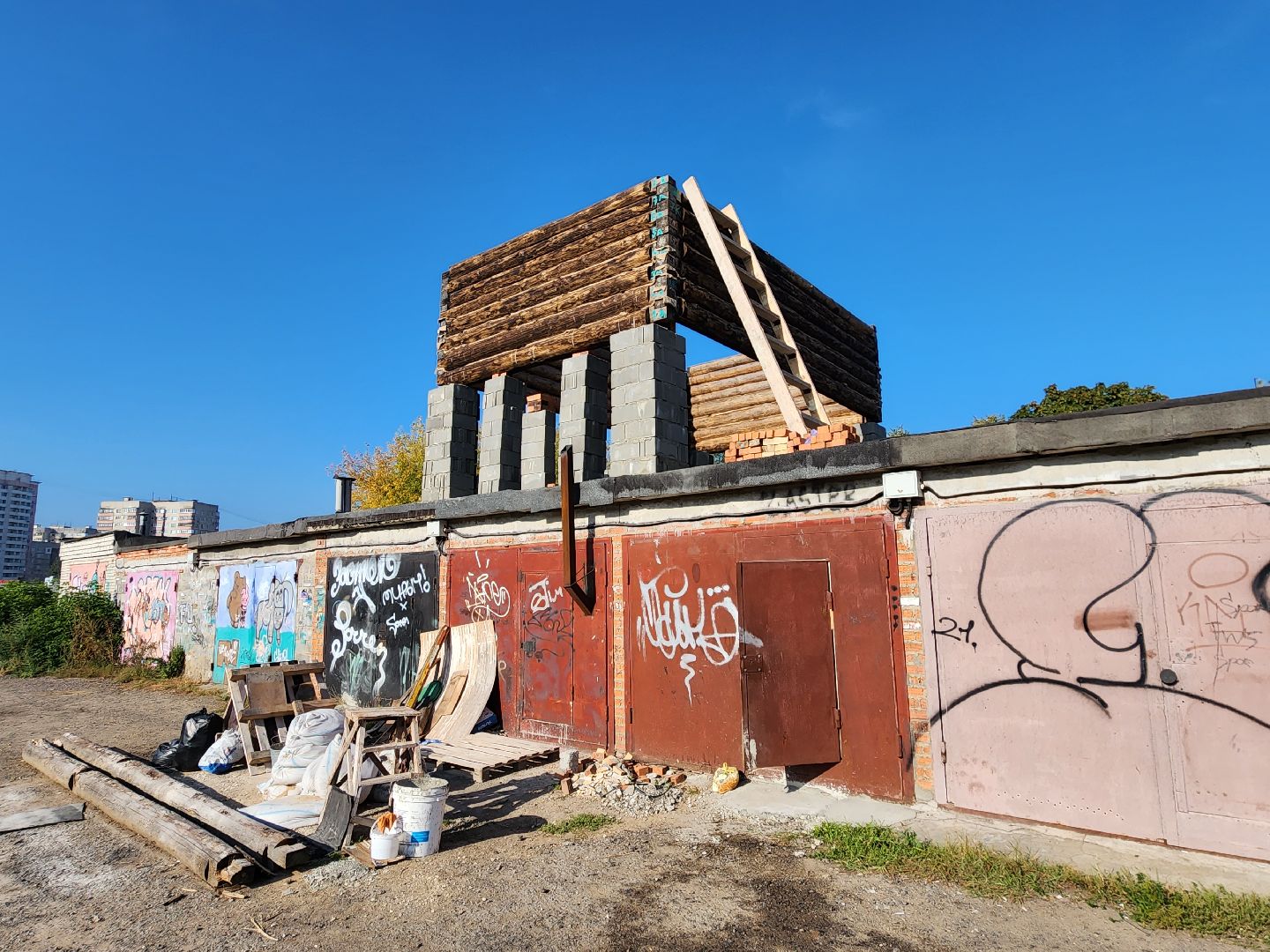 необычная, постройка, гараж, кооператив, изба