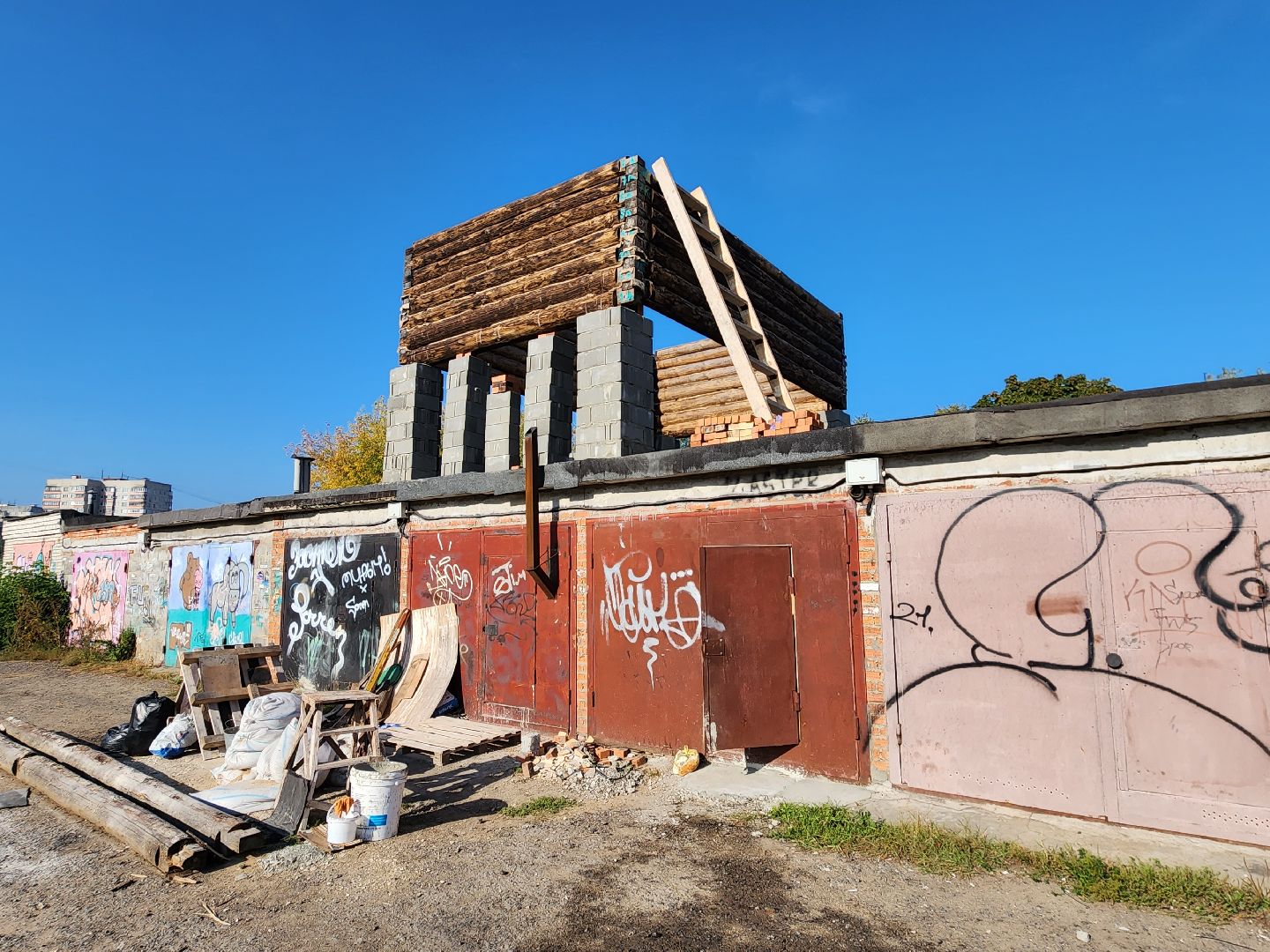 необычная, постройка, гараж, кооператив, изба