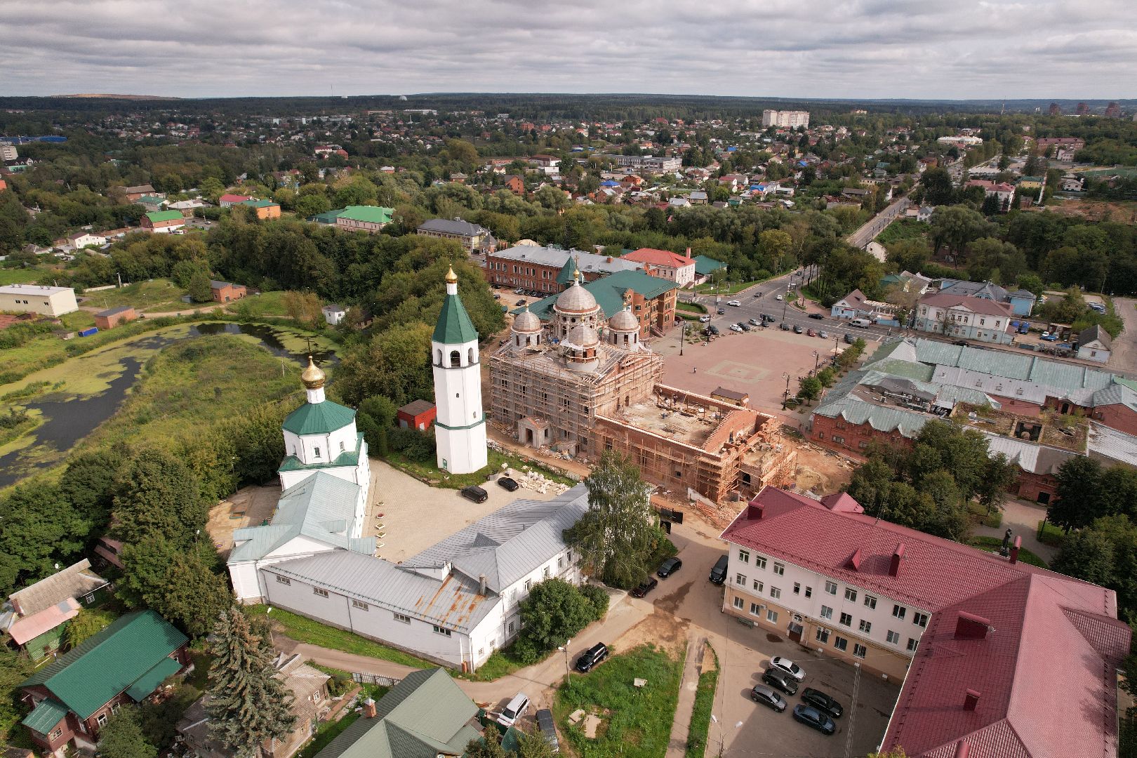 туризм, клин,церковь, видео с коптера,