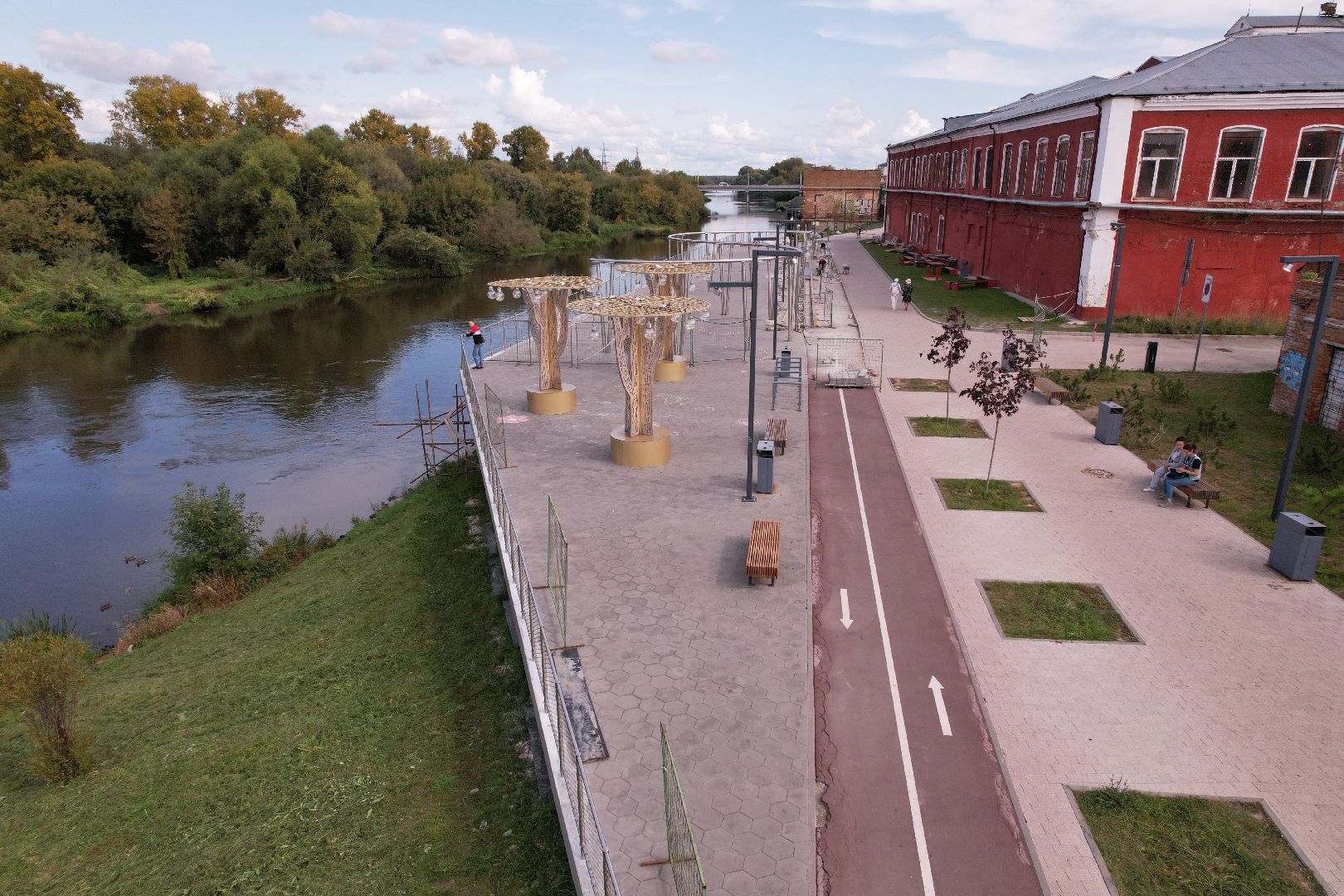 орехово-зуево, благоустройство, набережная,видео с коптера,