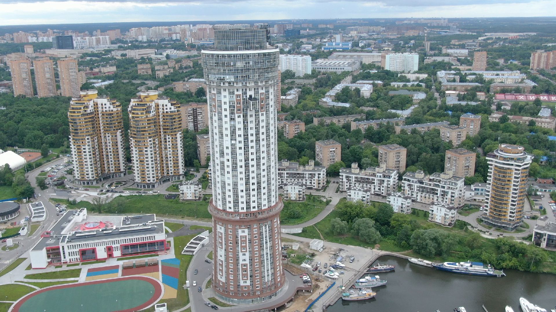 Химки, строительство, яхты,видео с коптера,