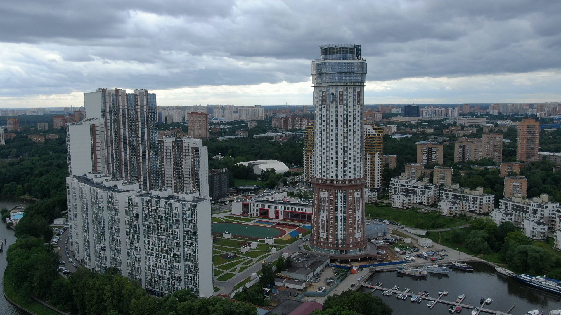 Химки, строительство, яхты,видео с коптера,