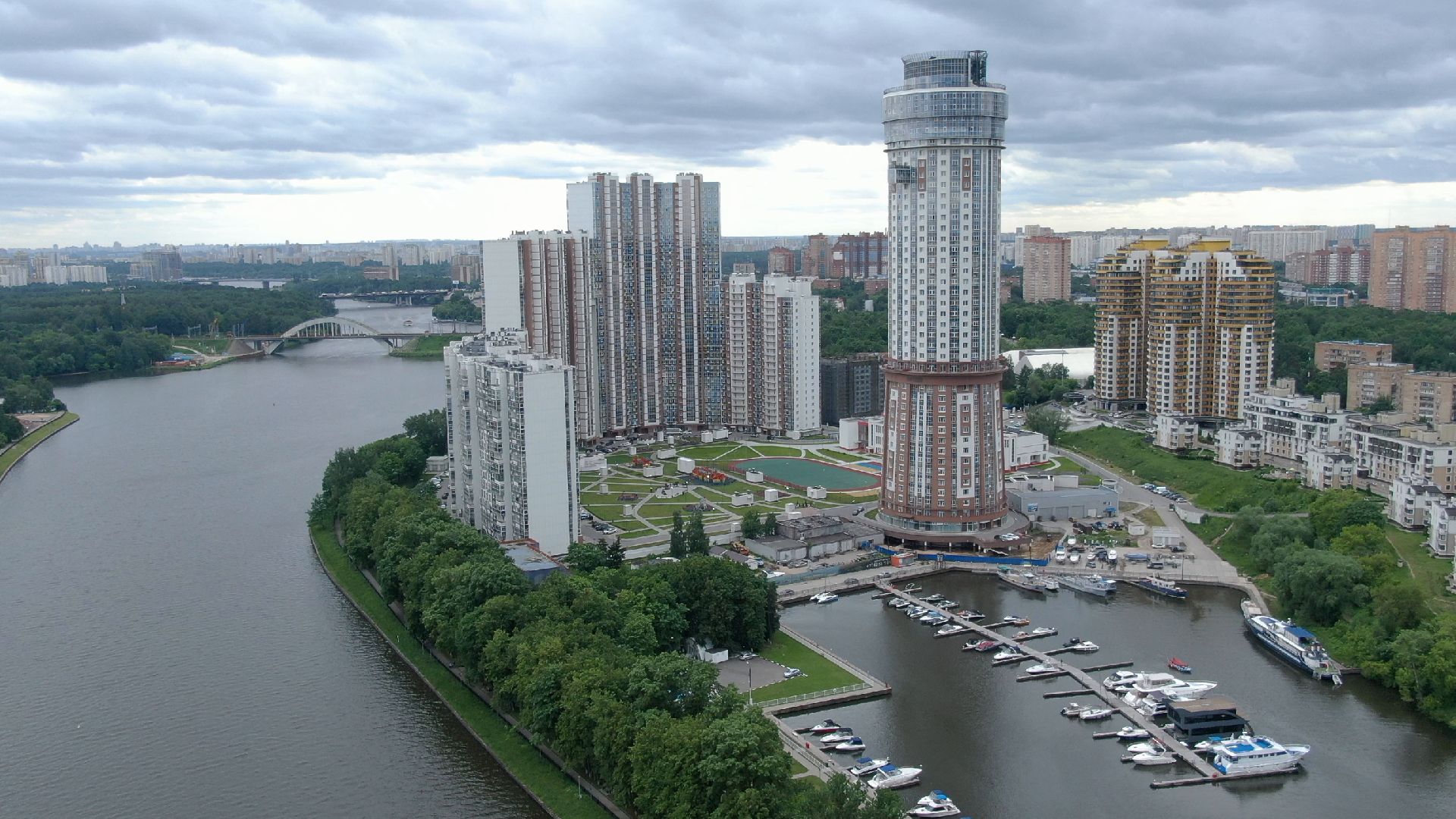 Химки, строительство, яхты,видео с коптера,