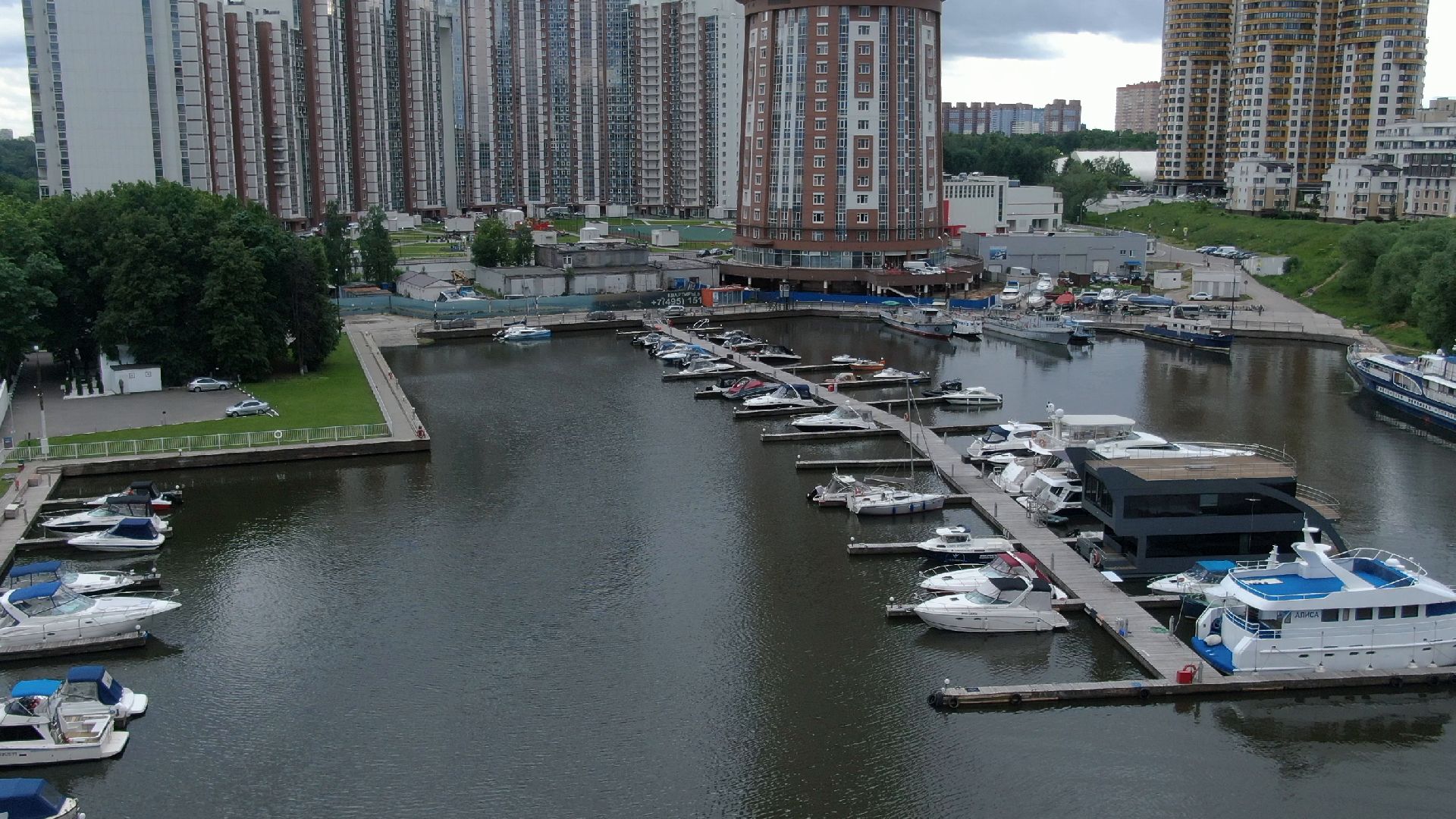 Химки, строительство, яхты,видео с коптера,