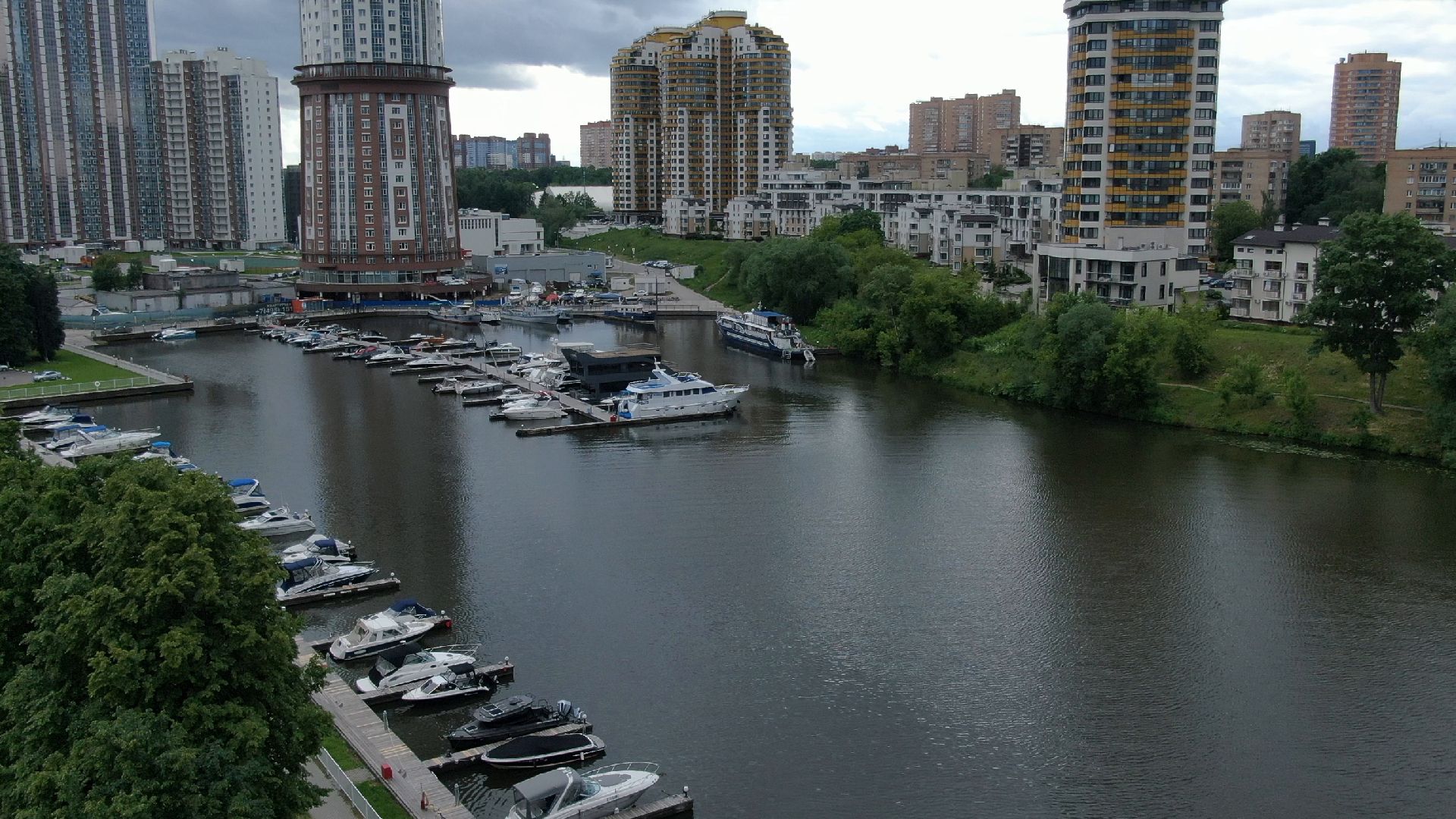 Химки, строительство, яхты,видео с коптера,