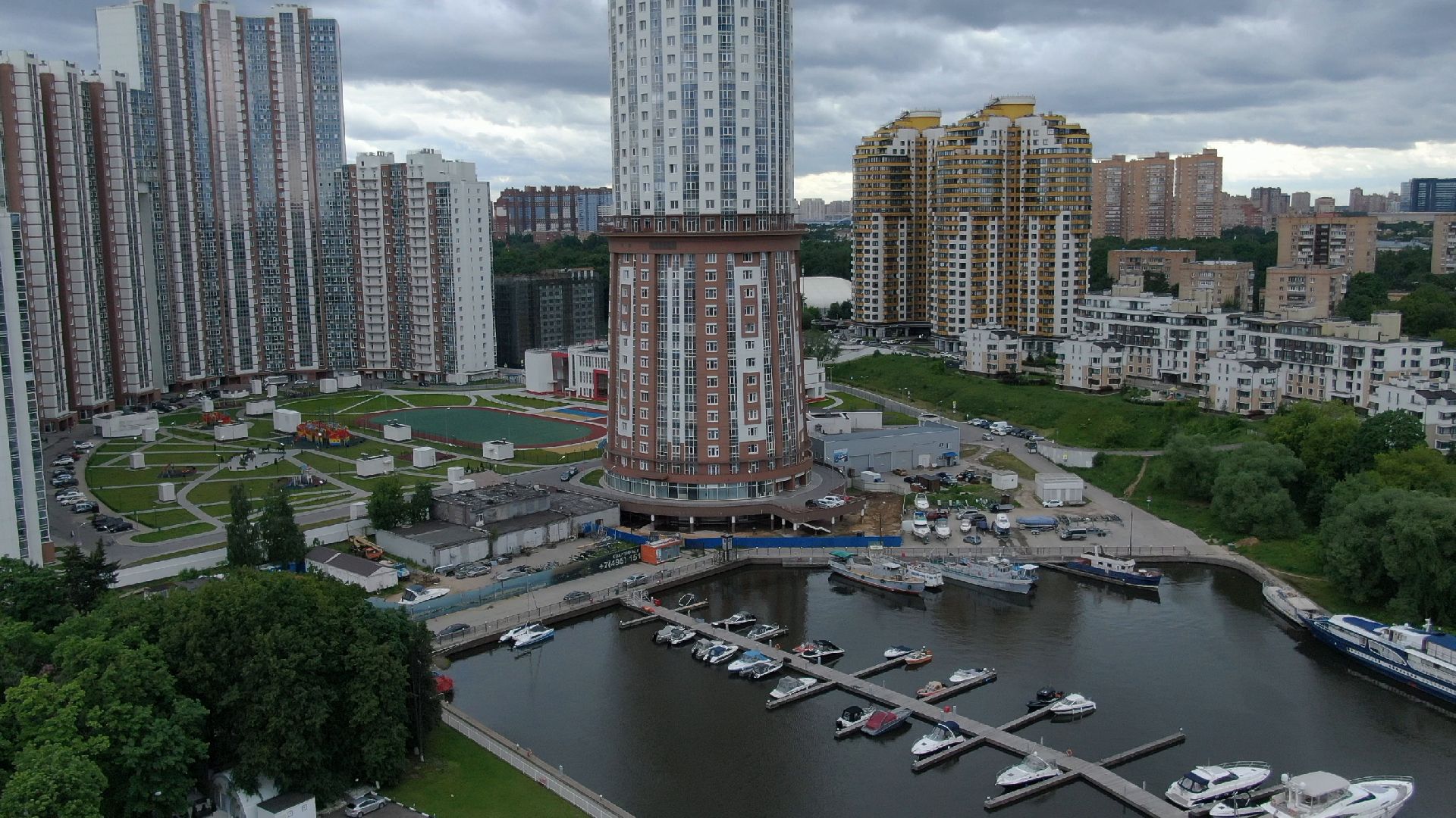 Химки, строительство, яхты,видео с коптера,