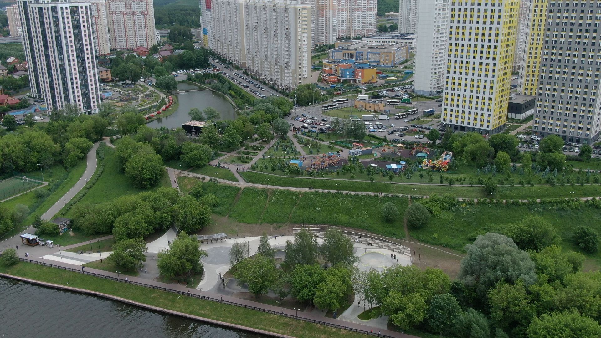 Химки, парк, спорт,видео с коптера,