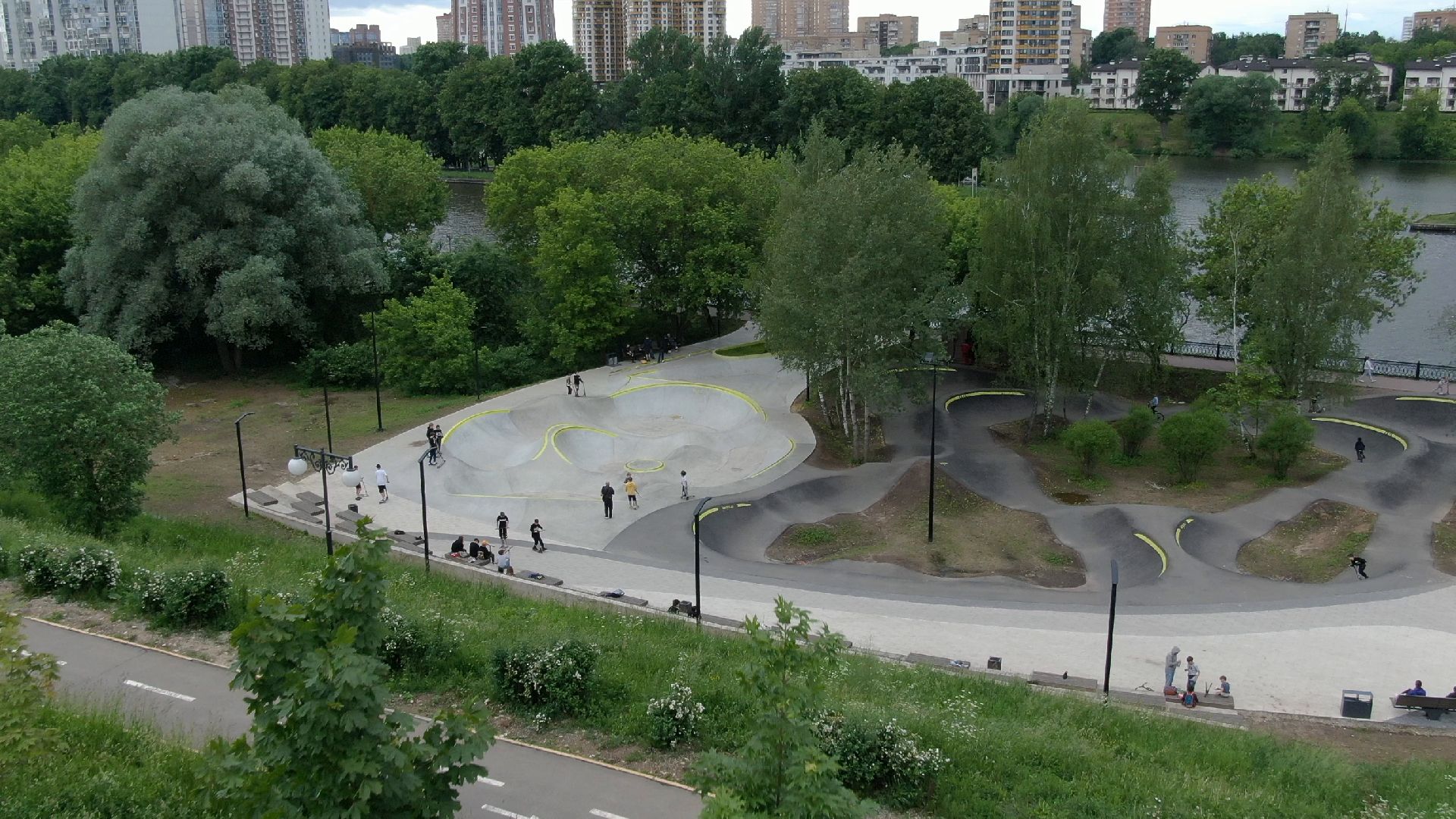 Химки, парк, спорт,видео с коптера,